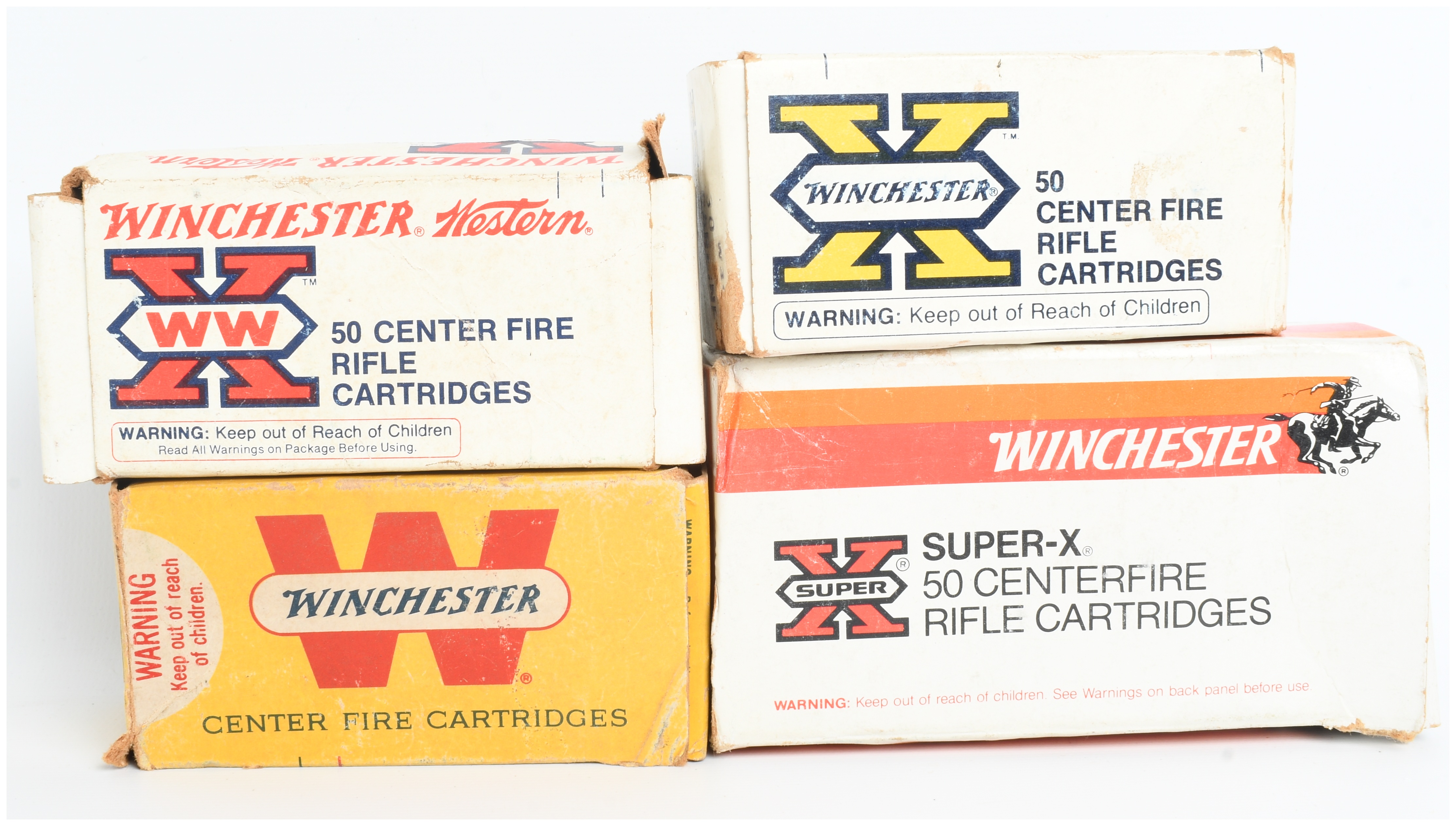 A Lot of 175 Rounds of Winchester and Western .30 Carbine Centerfire Ammunition in Four Vintage Boxes
