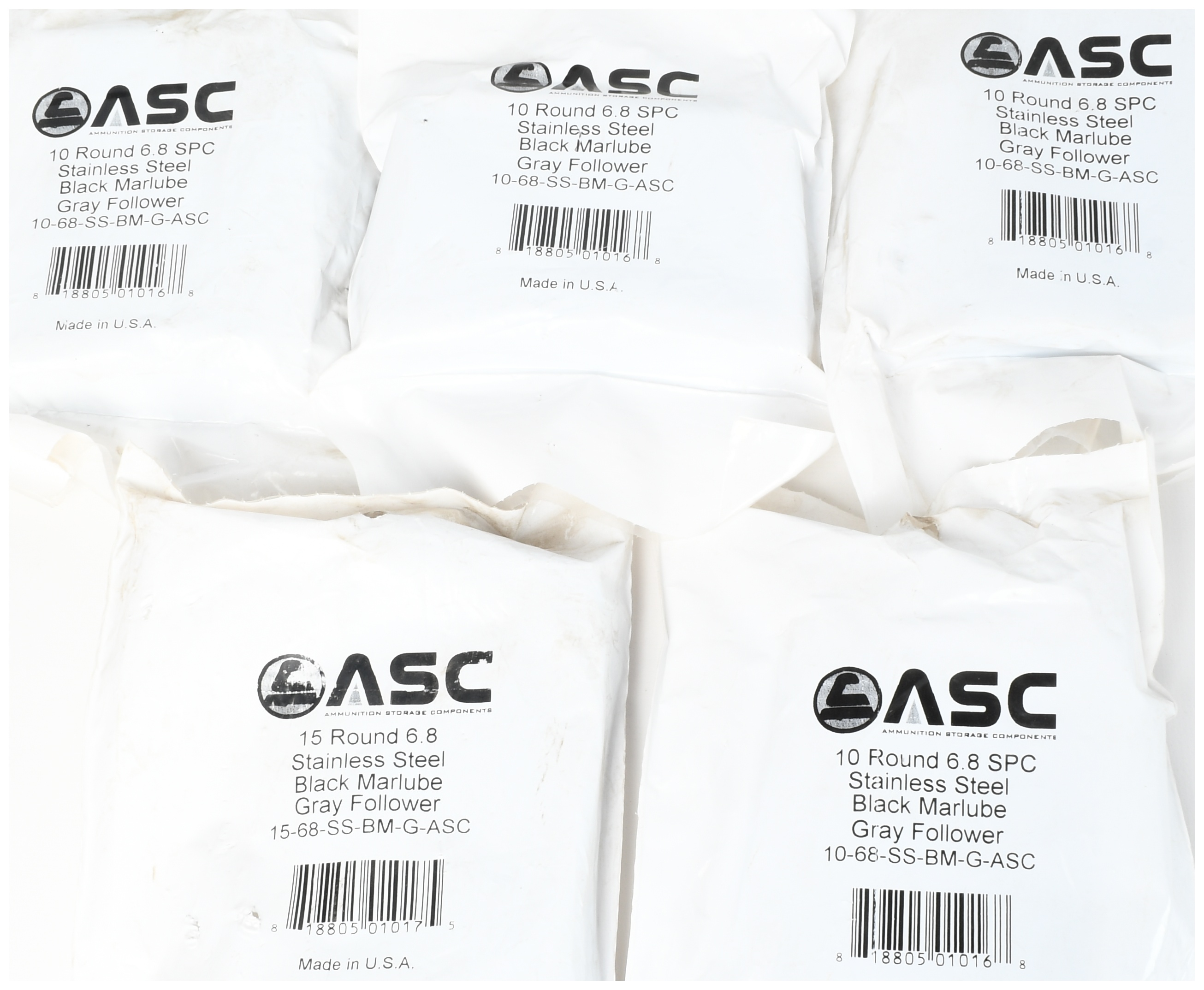 A Lot of 5 Ammunition Storage Components 6.8 SPC Stainless Steel Magazines
