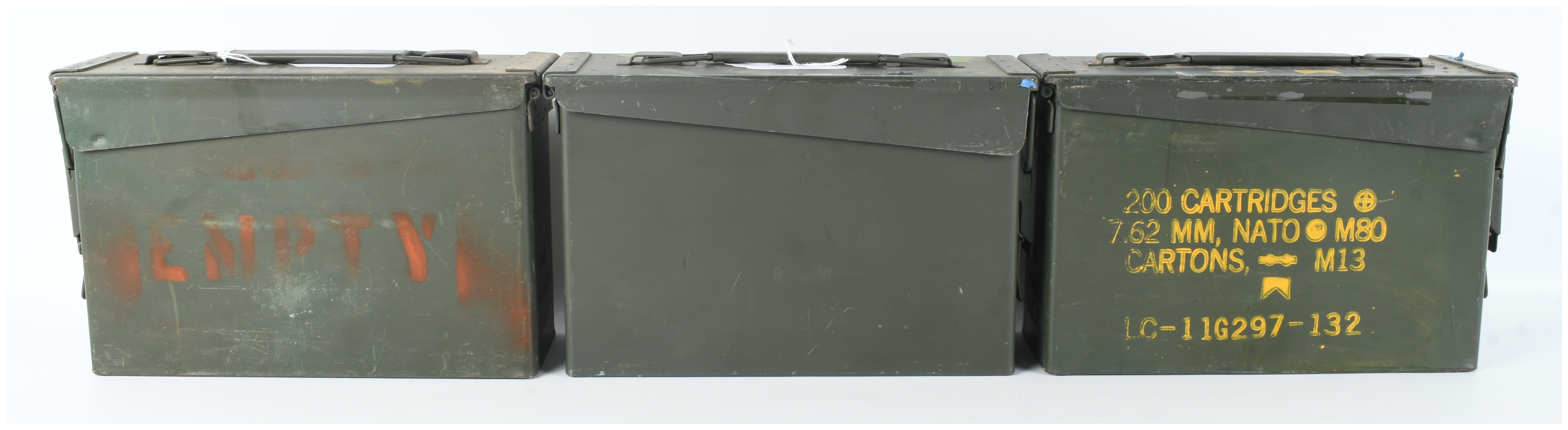 Three United States M19A1 Steel Ammunition Cans