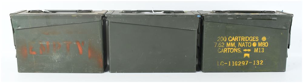Lot 328: Three United States M19A1 Steel Ammunition Cans