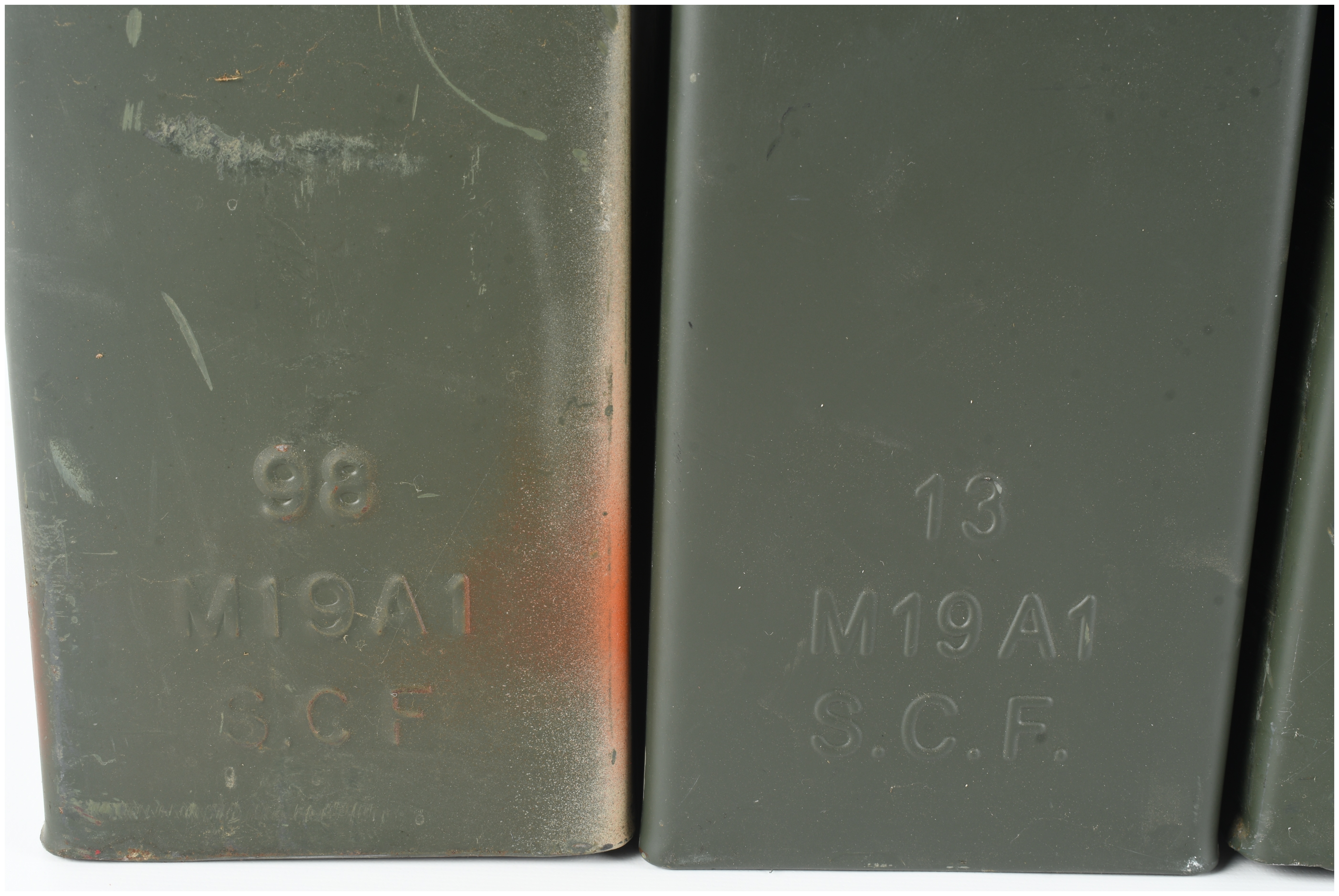 Three United States M19A1 Steel Ammunition Cans