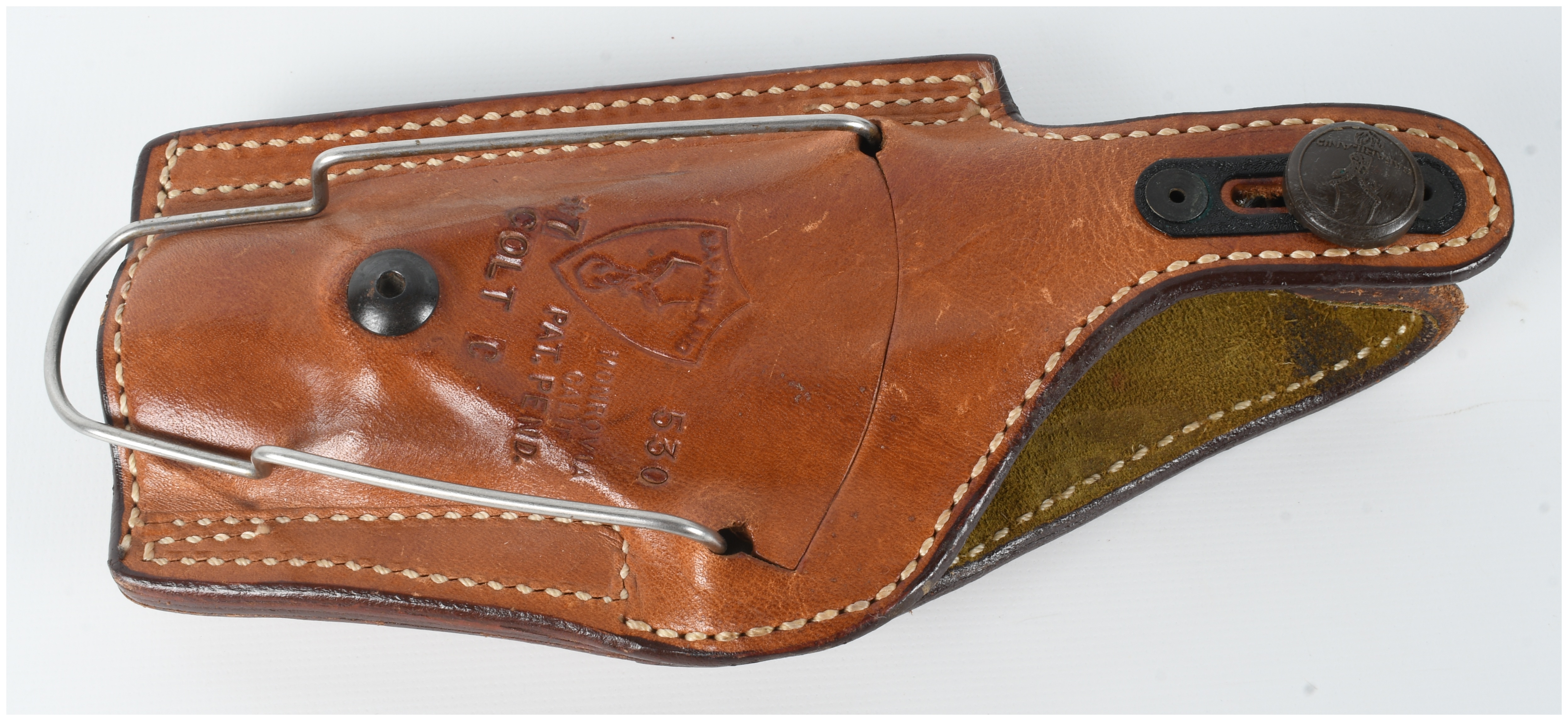 A Pair of Safariland Model 530 and Bianchi Number 4 Leather Holsters for Colt Government and Medium Auto