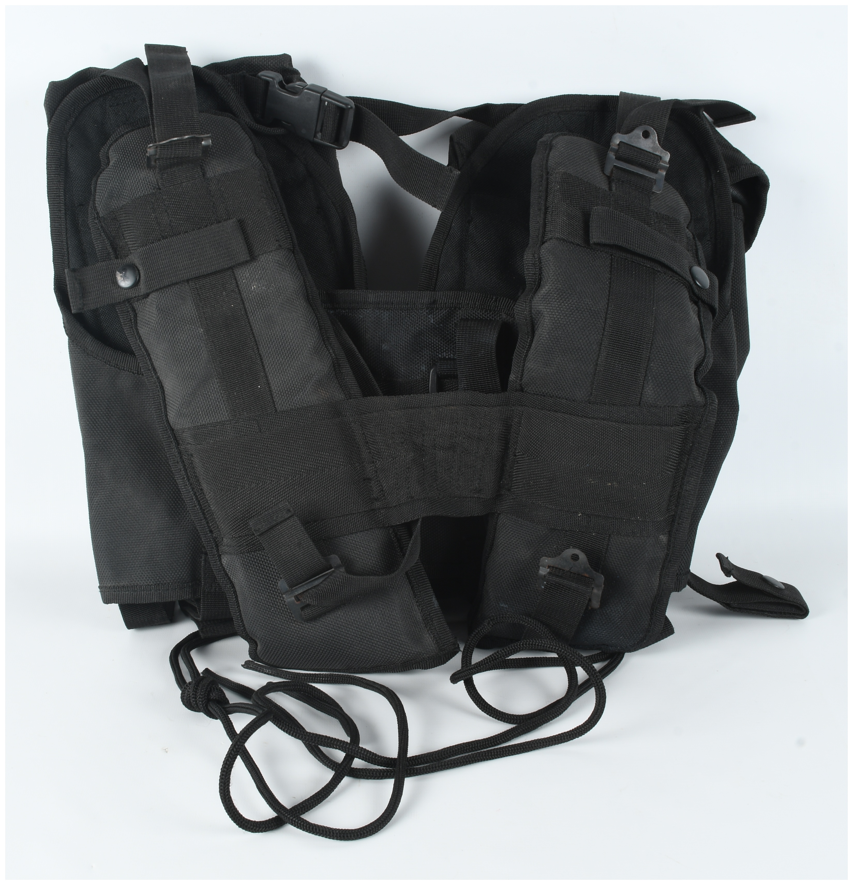 Black Ballistic Nylon Tactical Load-Bearing Vest in the Style of an LBV-88