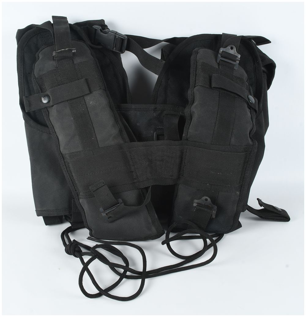 Lot 347: Black Ballistic Nylon Tactical Load-Bearing Vest in the Style of an LBV-88