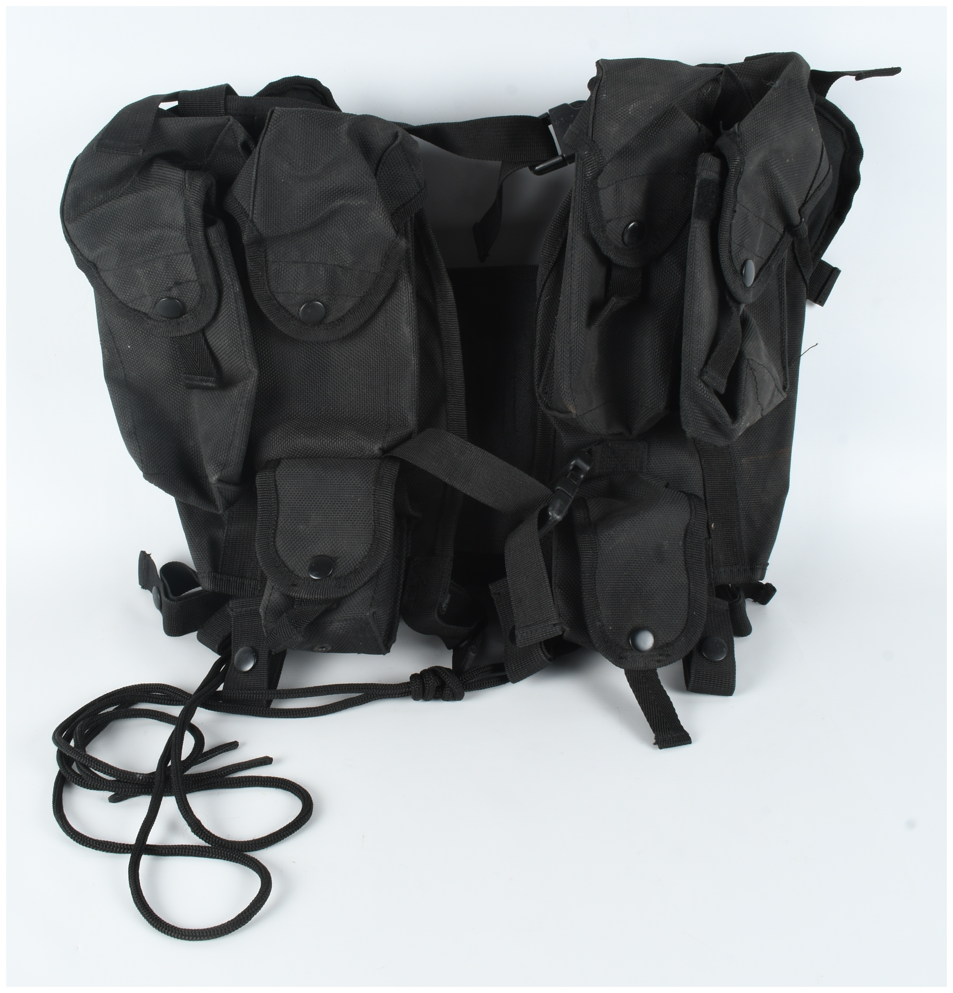 Black Ballistic Nylon Tactical Load-Bearing Vest in the Style of an LBV-88