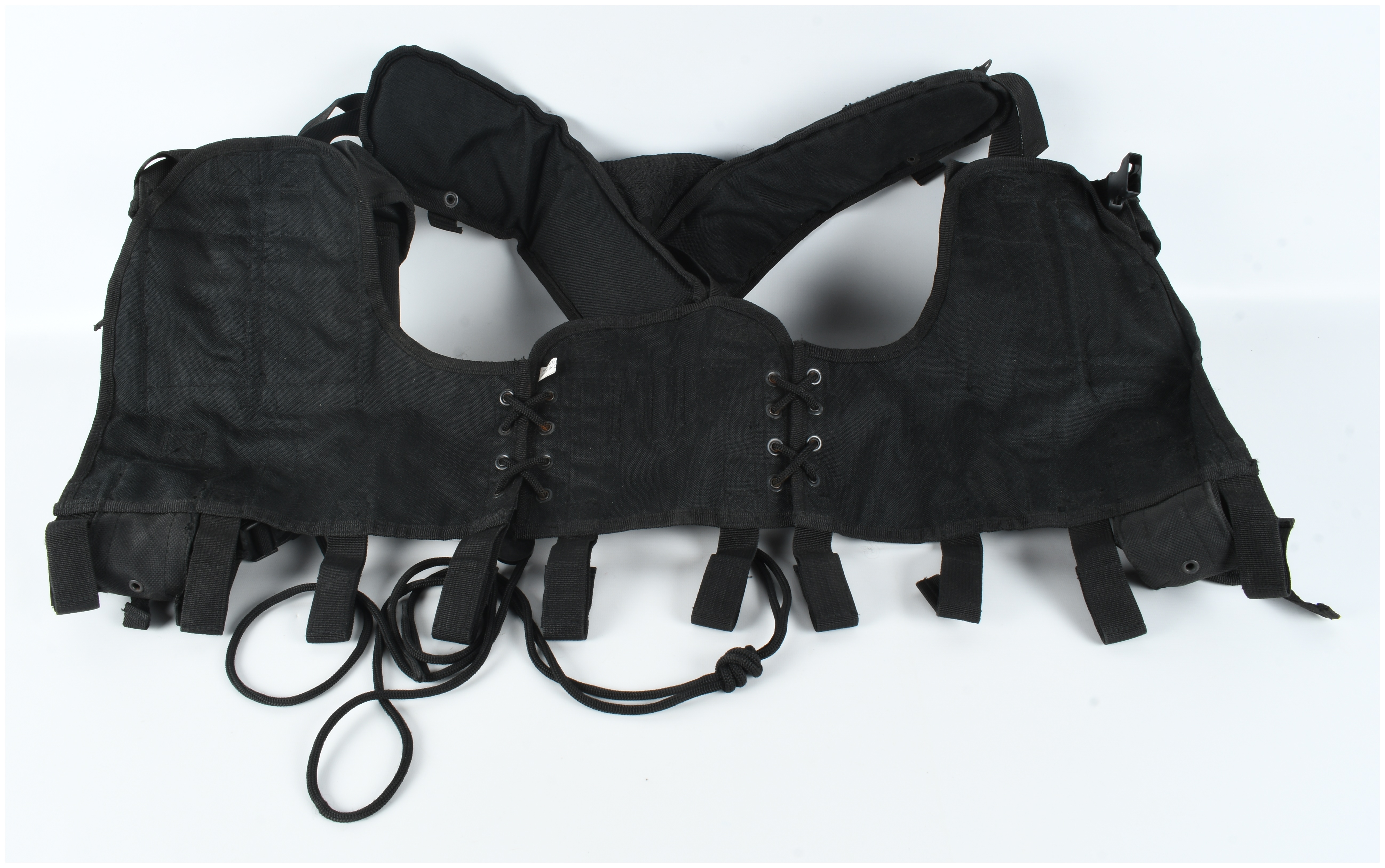 Black Ballistic Nylon Tactical Load-Bearing Vest in the Style of an LBV-88