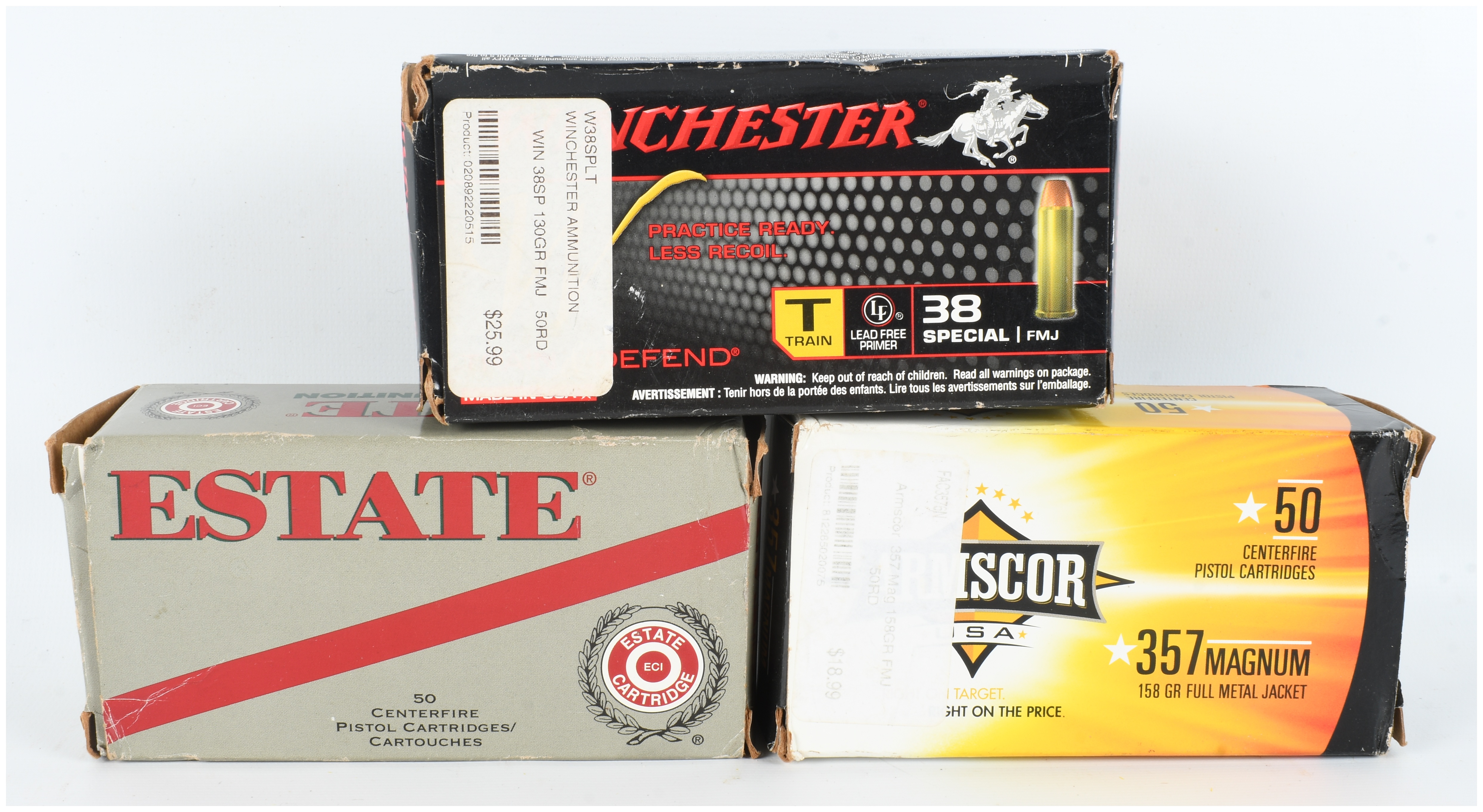 A Lot of 150 Rounds of Winchester Estate and Armscor Centerfire Ammunition in .38 Special and .357 Magnum