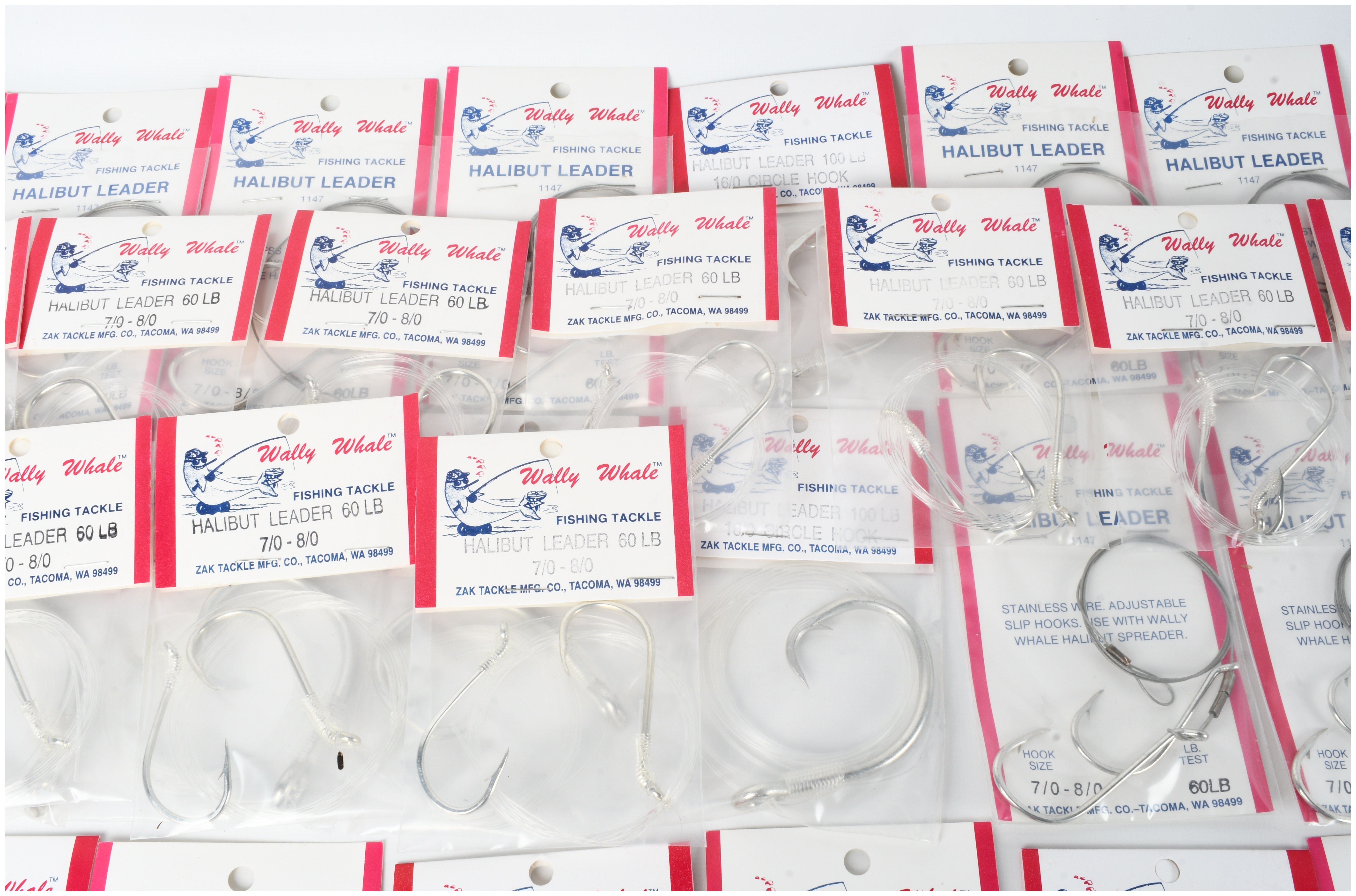 A Collection of 50 Wally Whale Fishing Hooks and Halibut Leaders