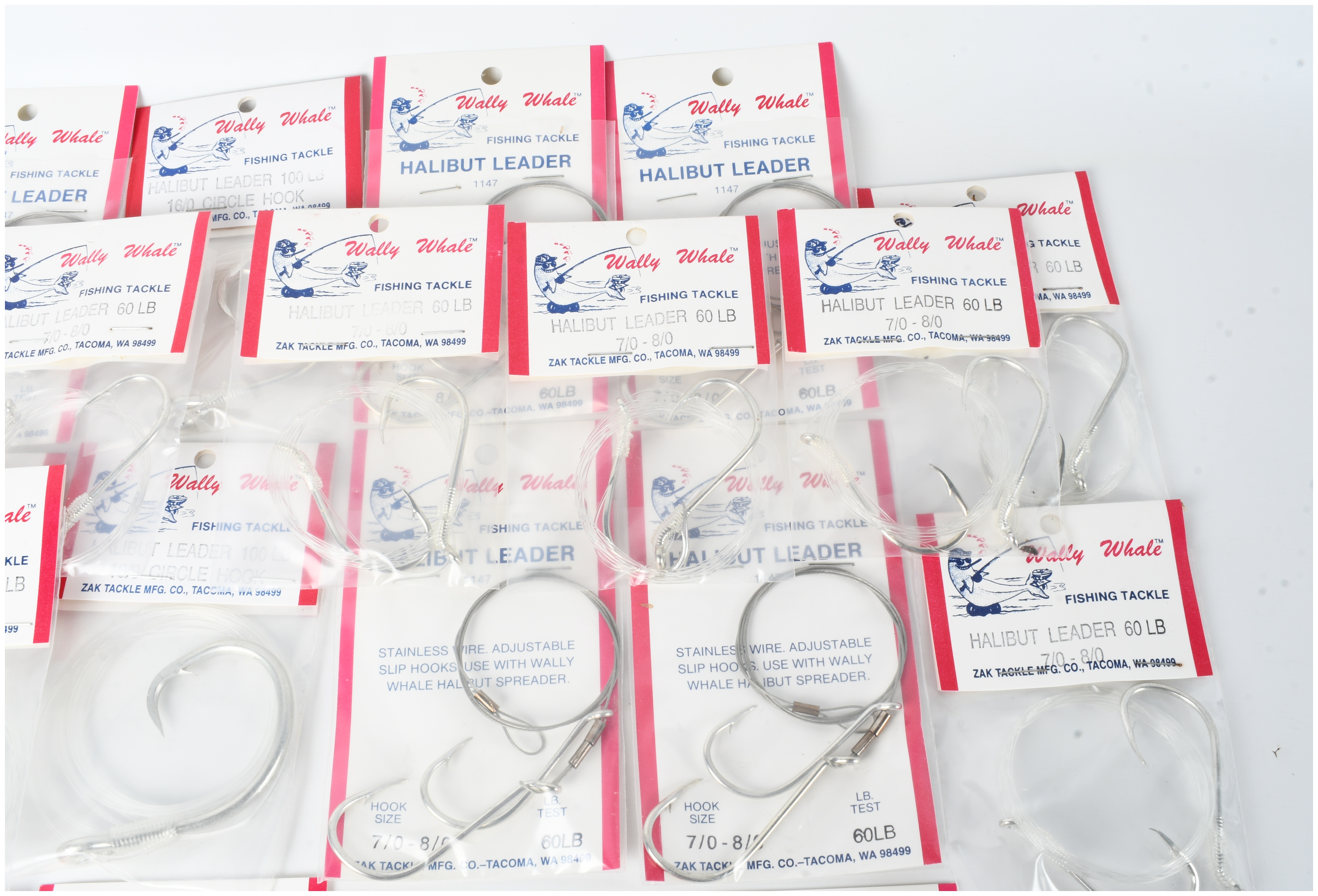 A Collection of 50 Wally Whale Fishing Hooks and Halibut Leaders