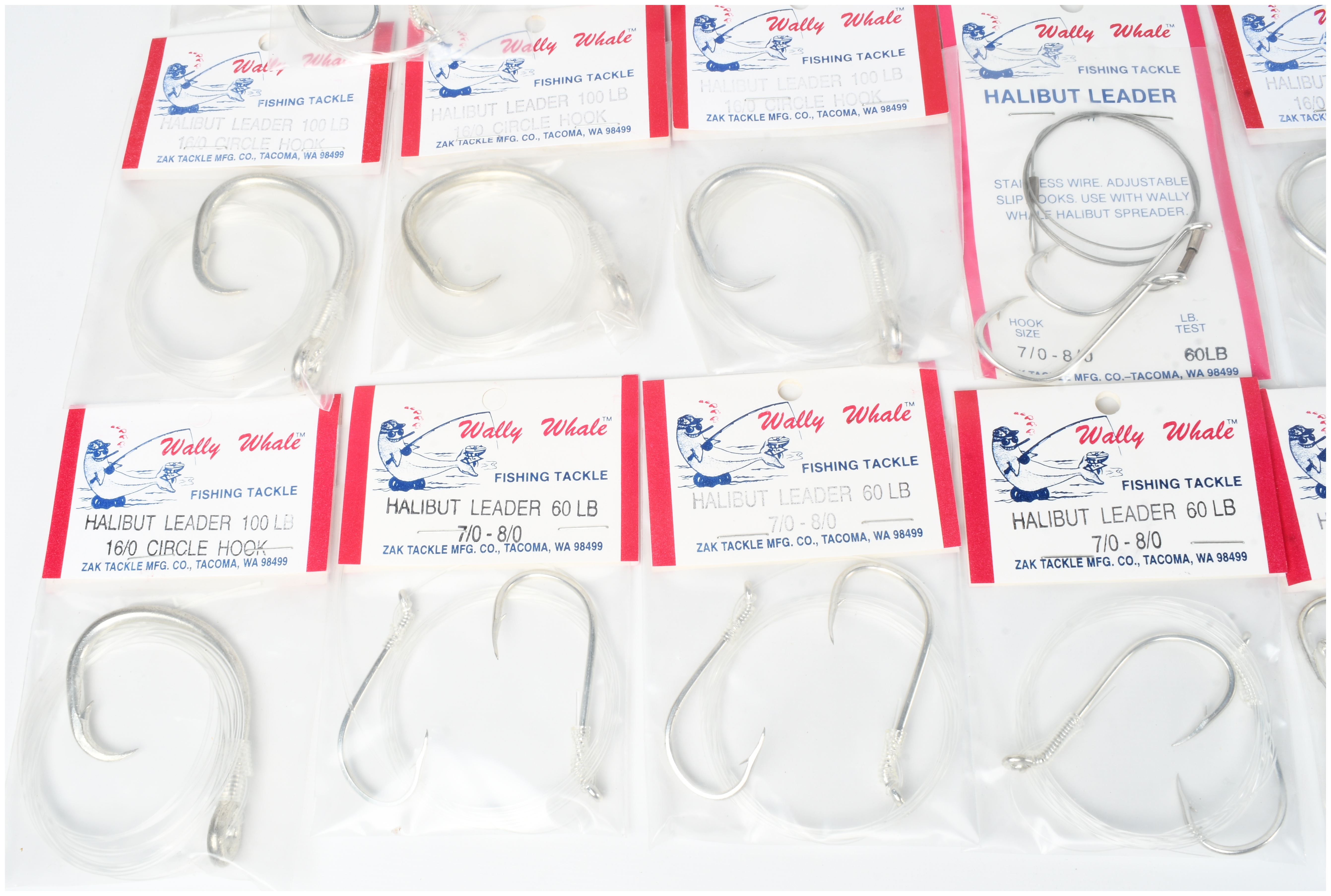 A Collection of 50 Wally Whale Fishing Hooks and Halibut Leaders