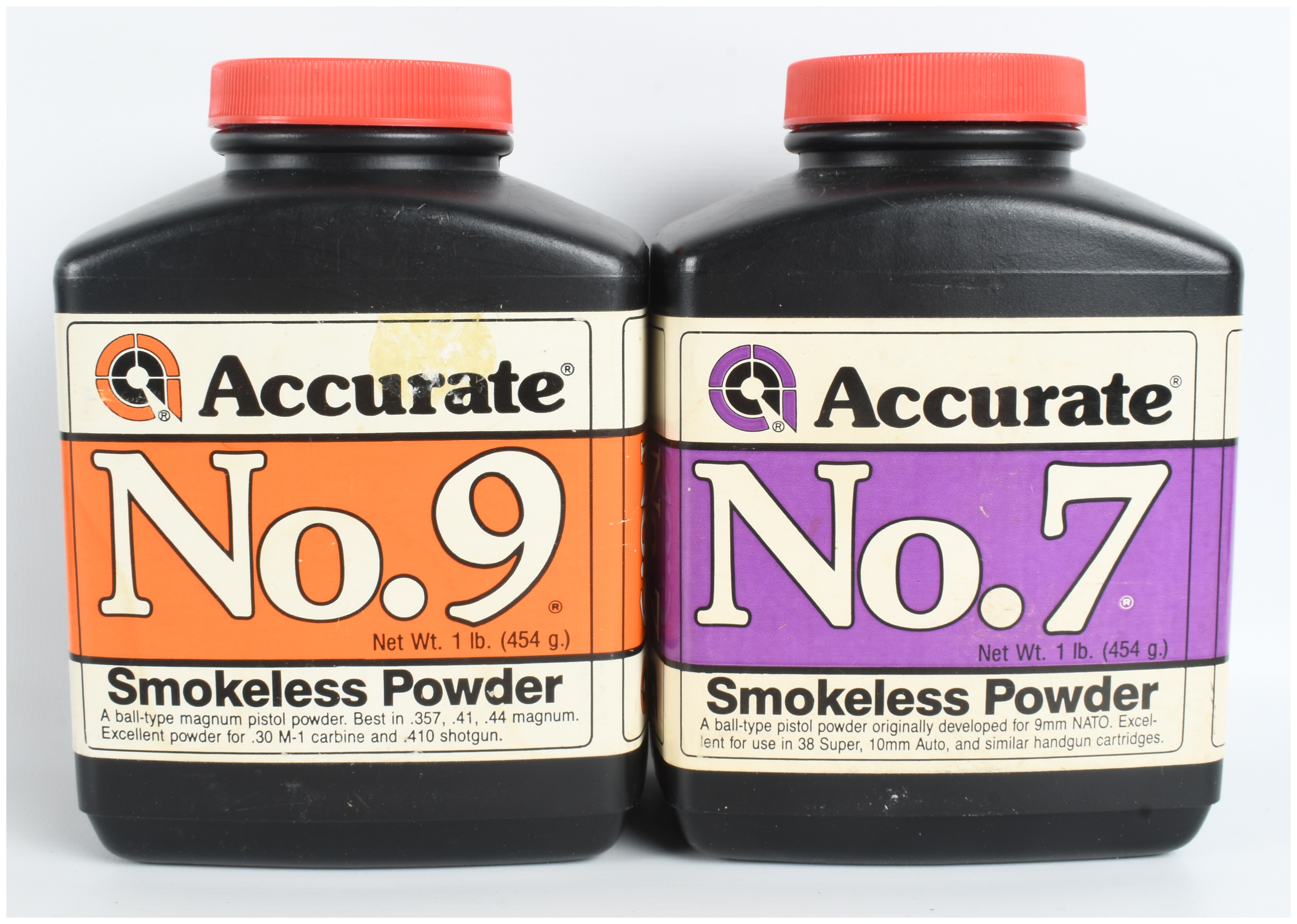 Two Accurate Arms Company Smokeless Powder Containers