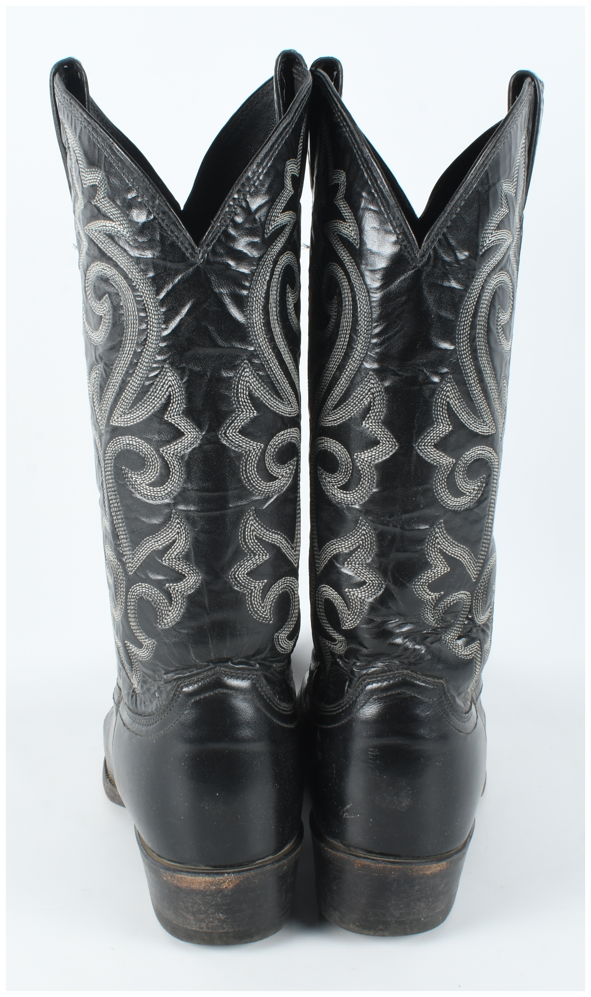 A Pair of Justin Model 1409 Men's Black Leather Western Cowboy Boots