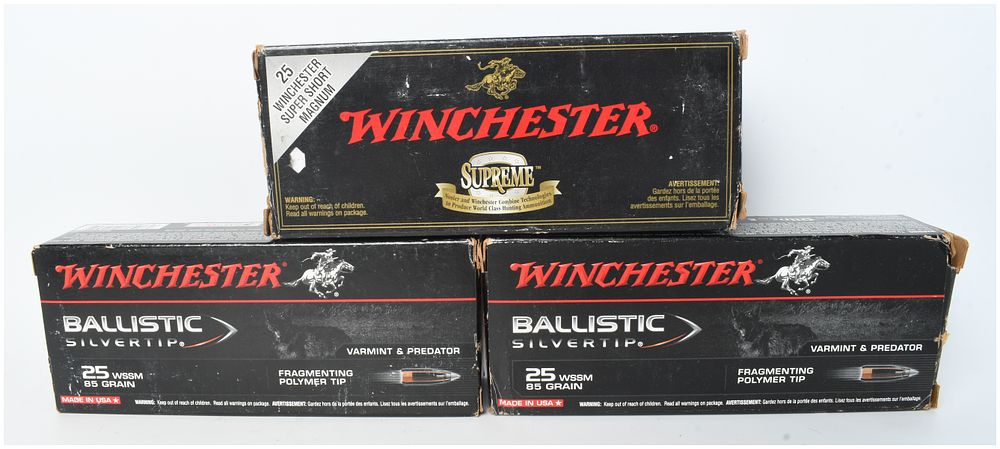 Lot 379: A Lot of 60 Rounds of Winchester Supreme and Ballistic Silvertip .25 WSSM Ammunition