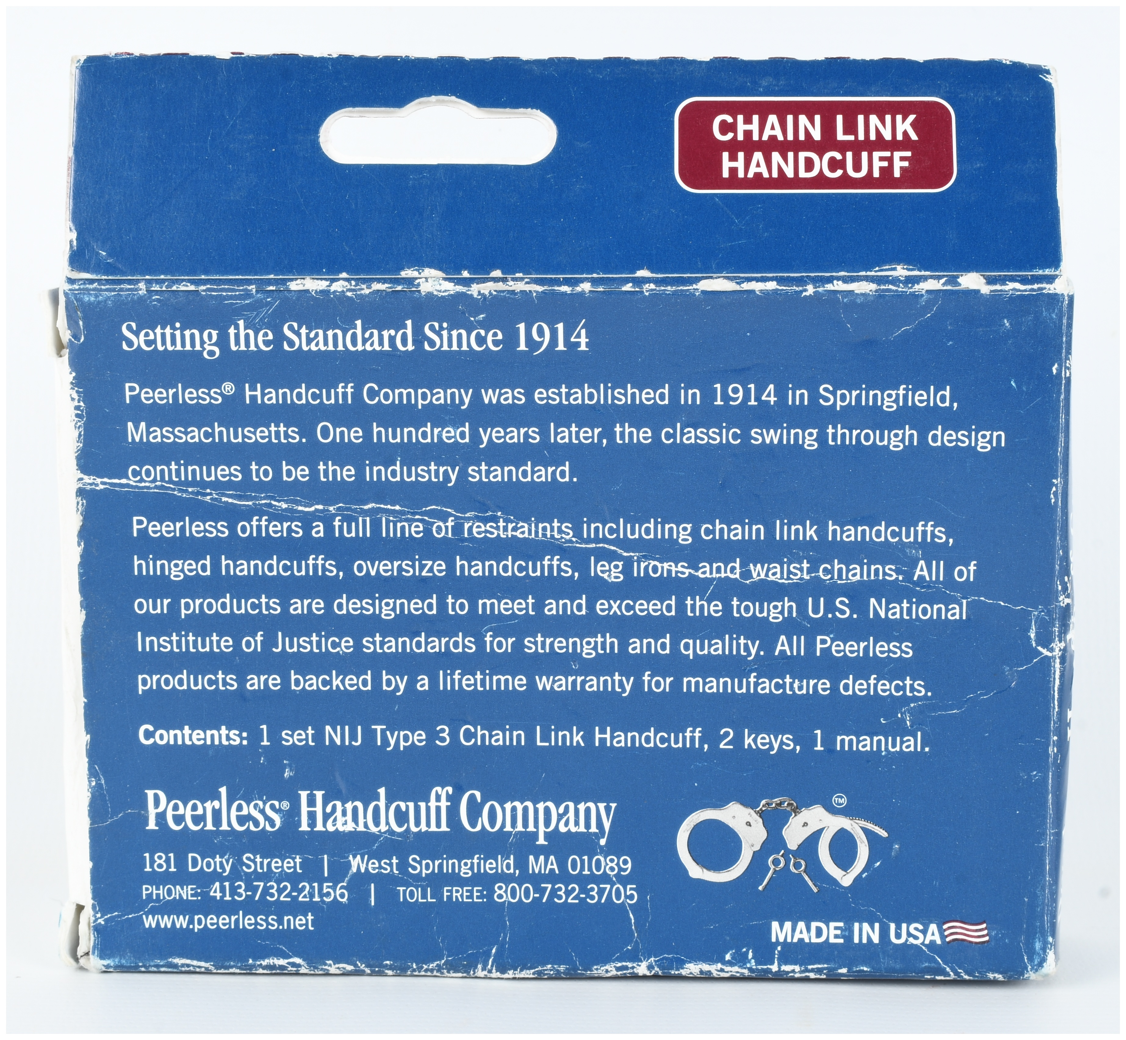 Peerless Handcuff Company Model 700C Chain Link Handcuffs with Original Box
