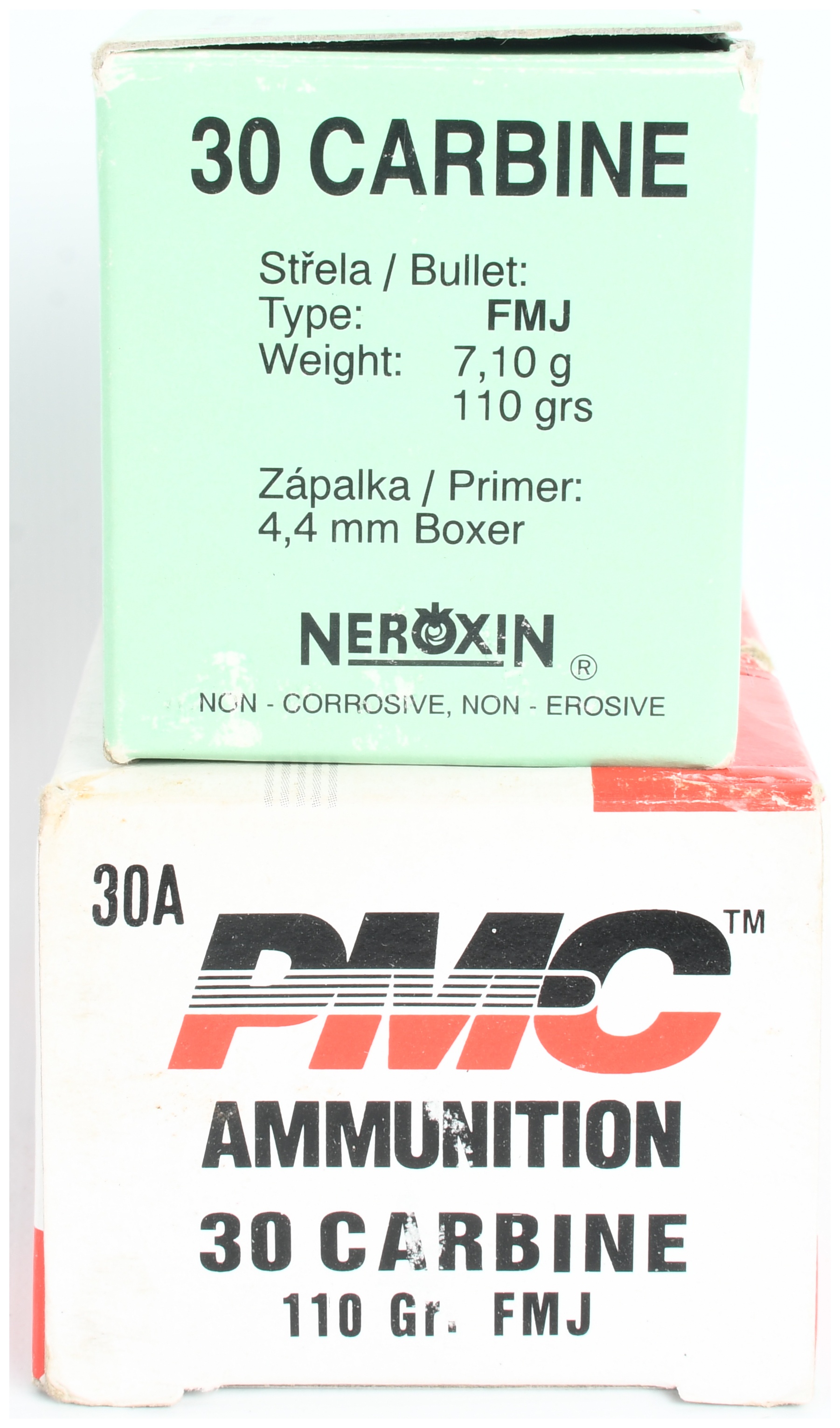 A Lot of 100 Rounds of Sellier and Bellot and PMC .30 Carbine 110 Grain FMJ Ammunition