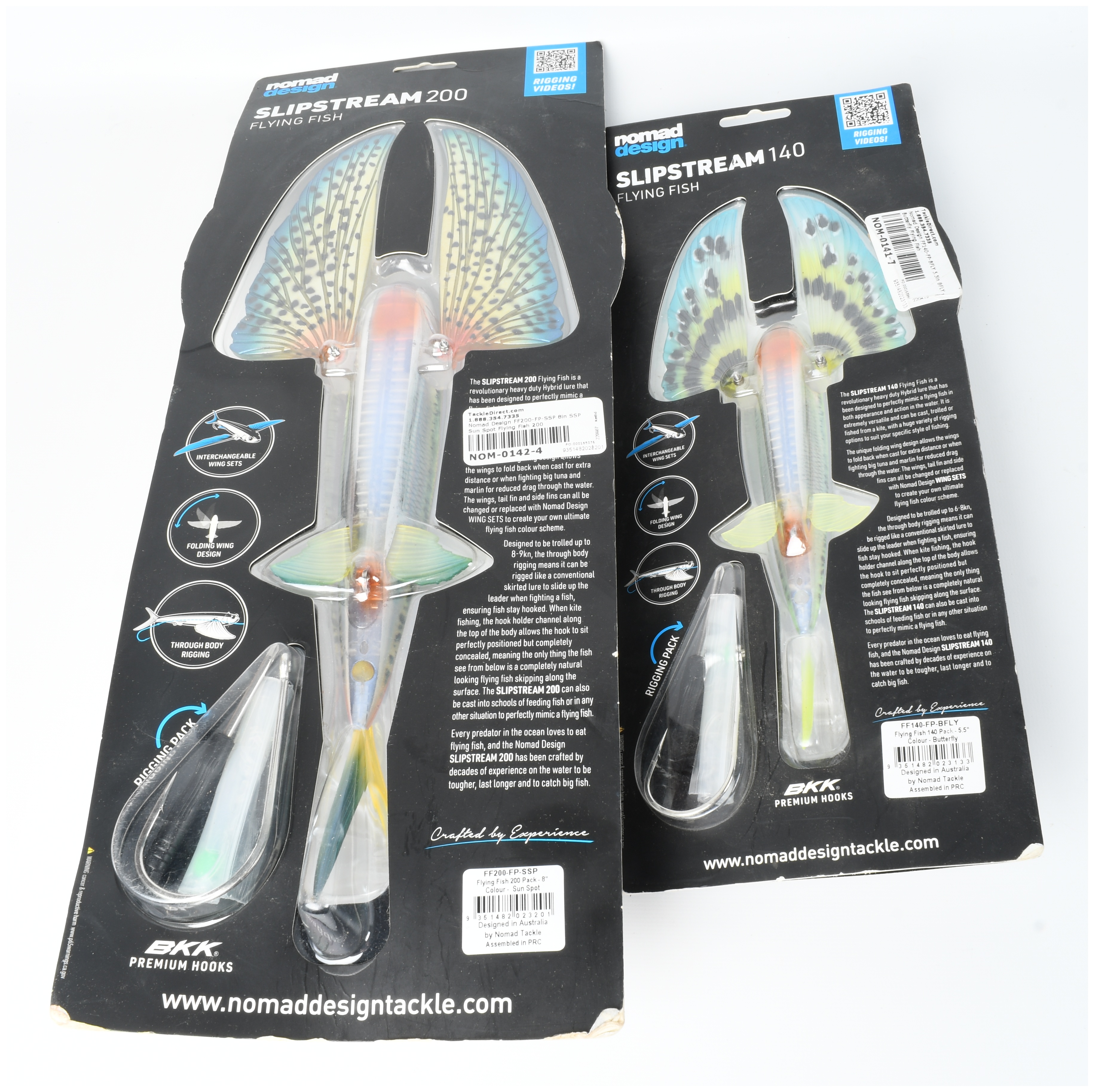 Three Pieces of Offshore Fishing Tackle Including Nomad Design Slipstream Flying Fish Lures and Diamond Leader