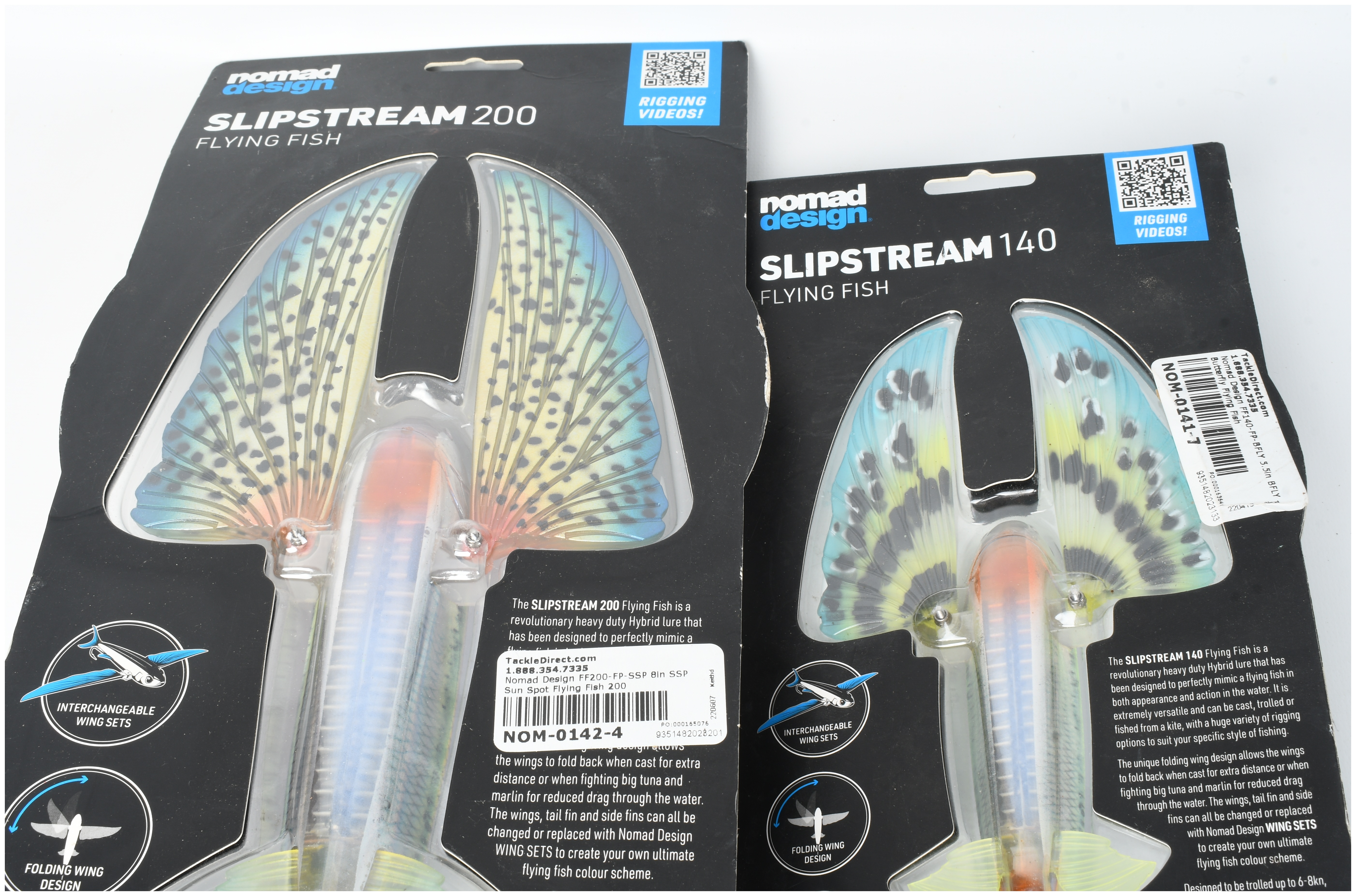 Three Pieces of Offshore Fishing Tackle Including Nomad Design Slipstream Flying Fish Lures and Diamond Leader