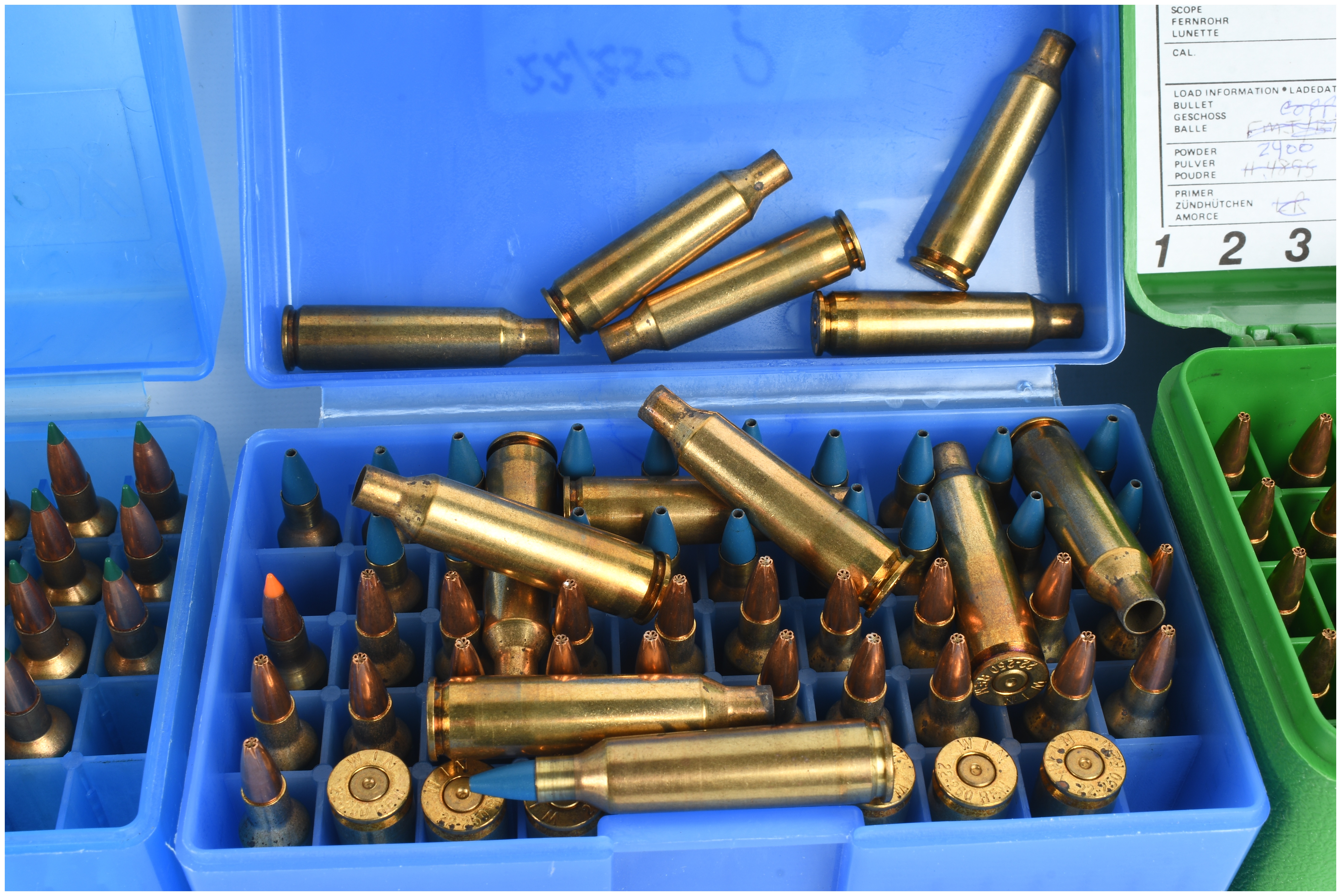 A Lot of 148 Winchester-Western .22-250 Remington Cartridges with 11 Empty Brass Casings