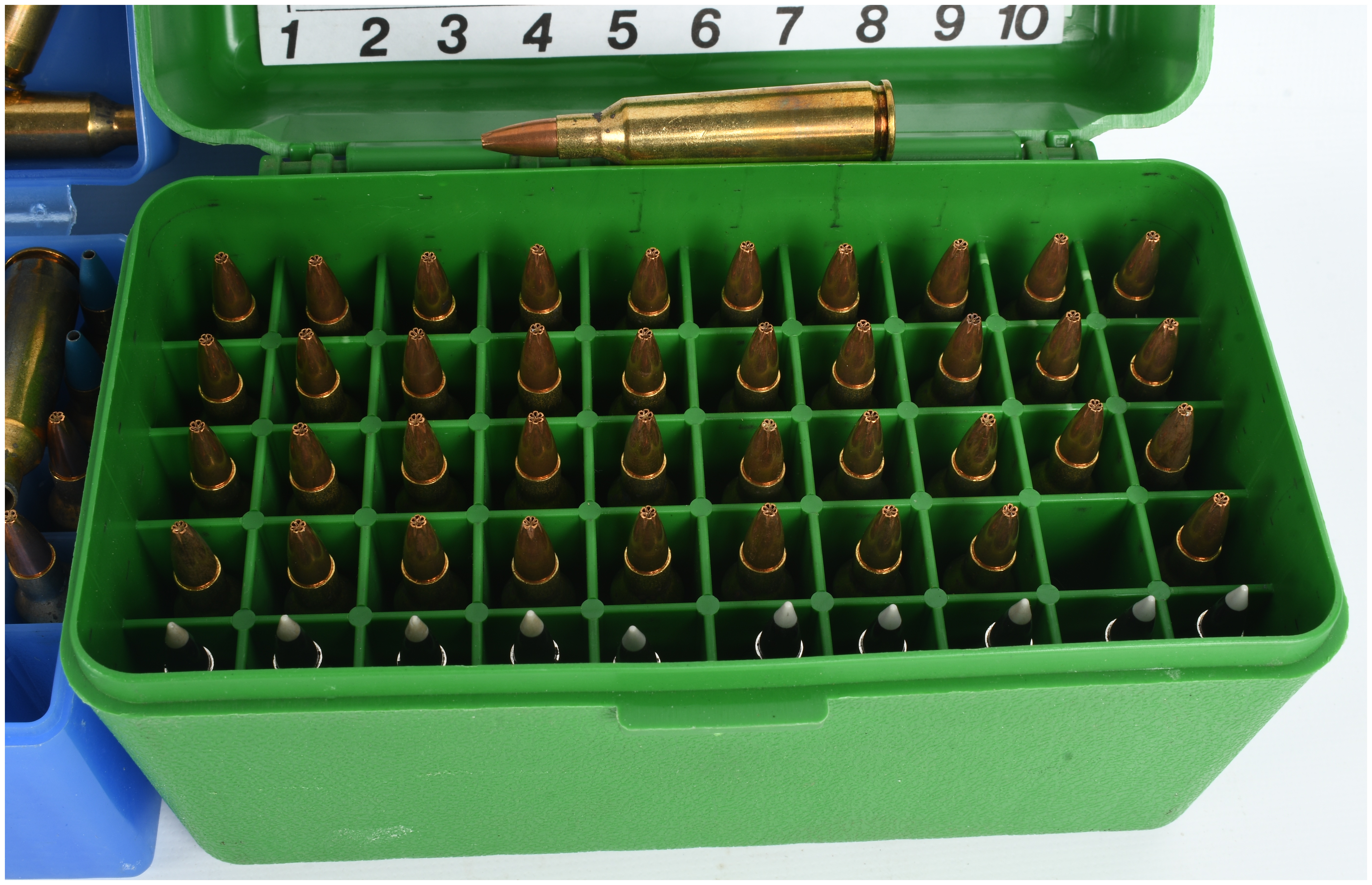 A Lot of 148 Winchester-Western .22-250 Remington Cartridges with 11 Empty Brass Casings