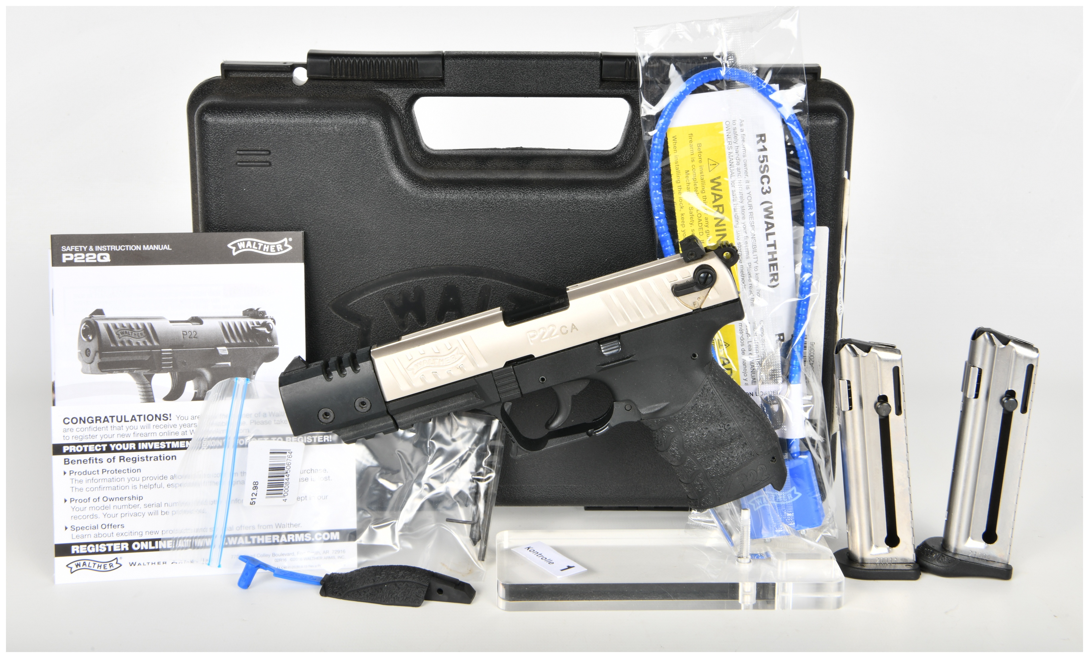 Walther P22CA Target Semi-Automatic Pistol .22 LR with 5 Inch Barrel
