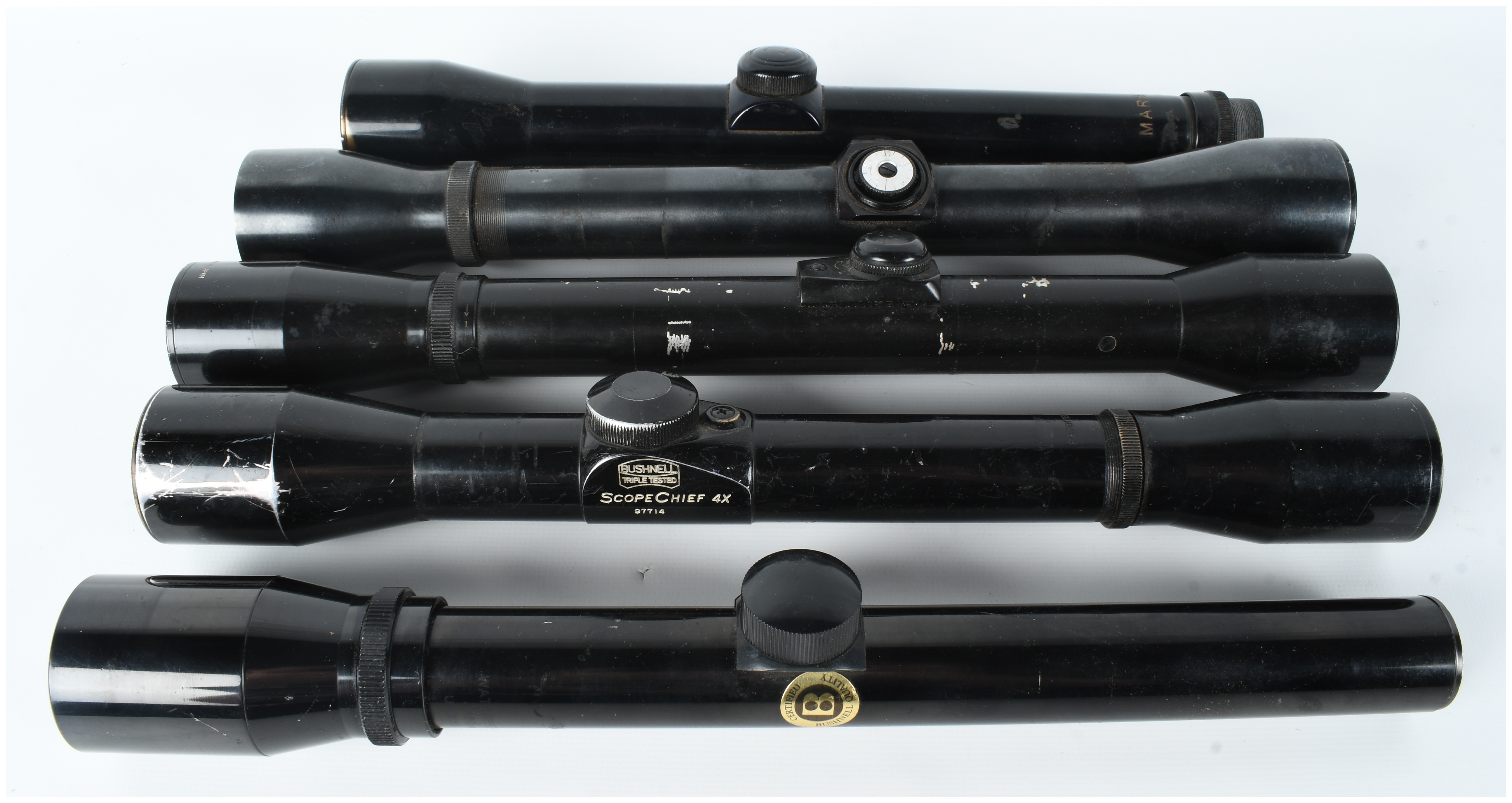 A Collection of 5 Fixed-Power Rifle Scopes