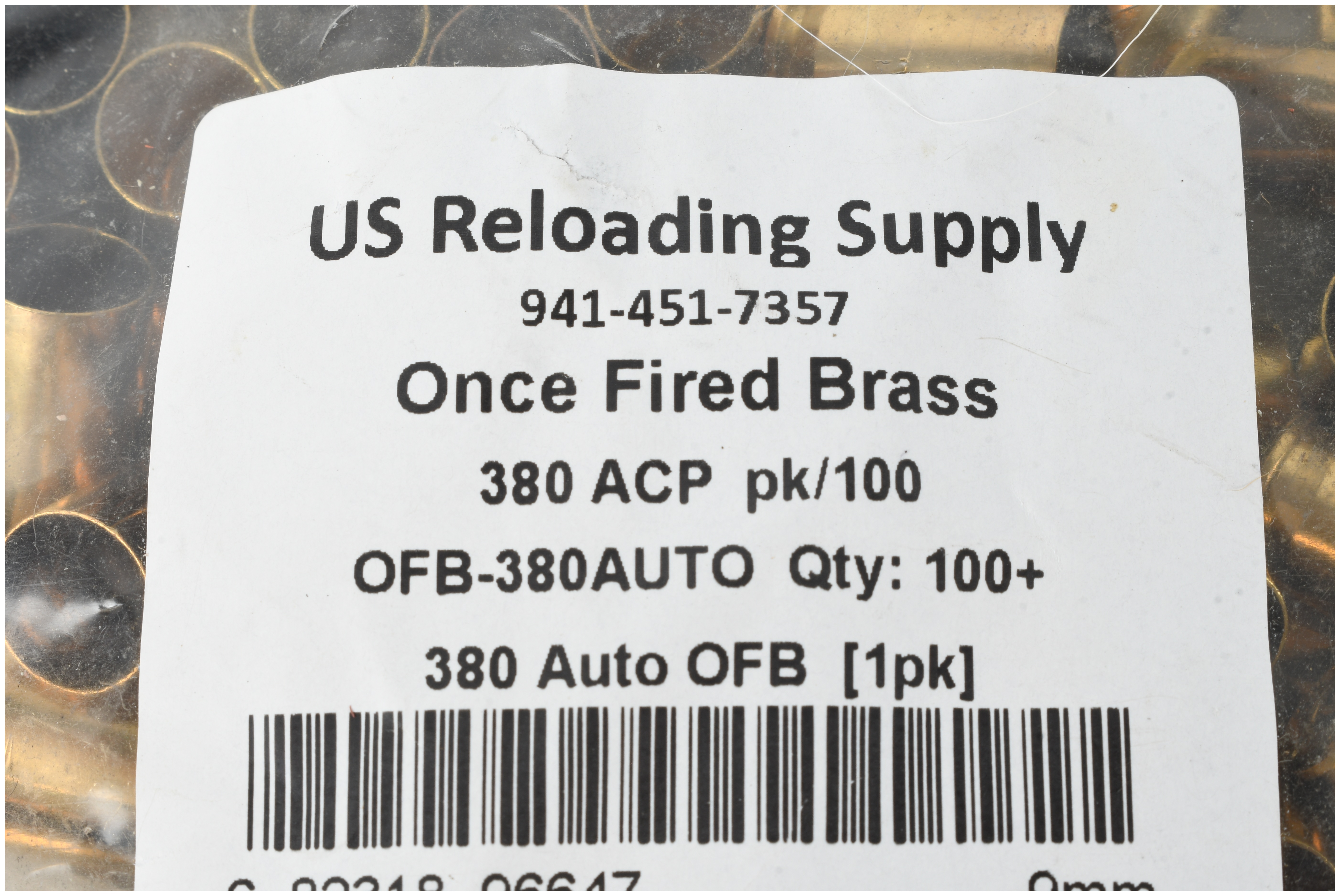 200 Pieces of US Reloading Supply Once Fired 380 Auto Brass Casings