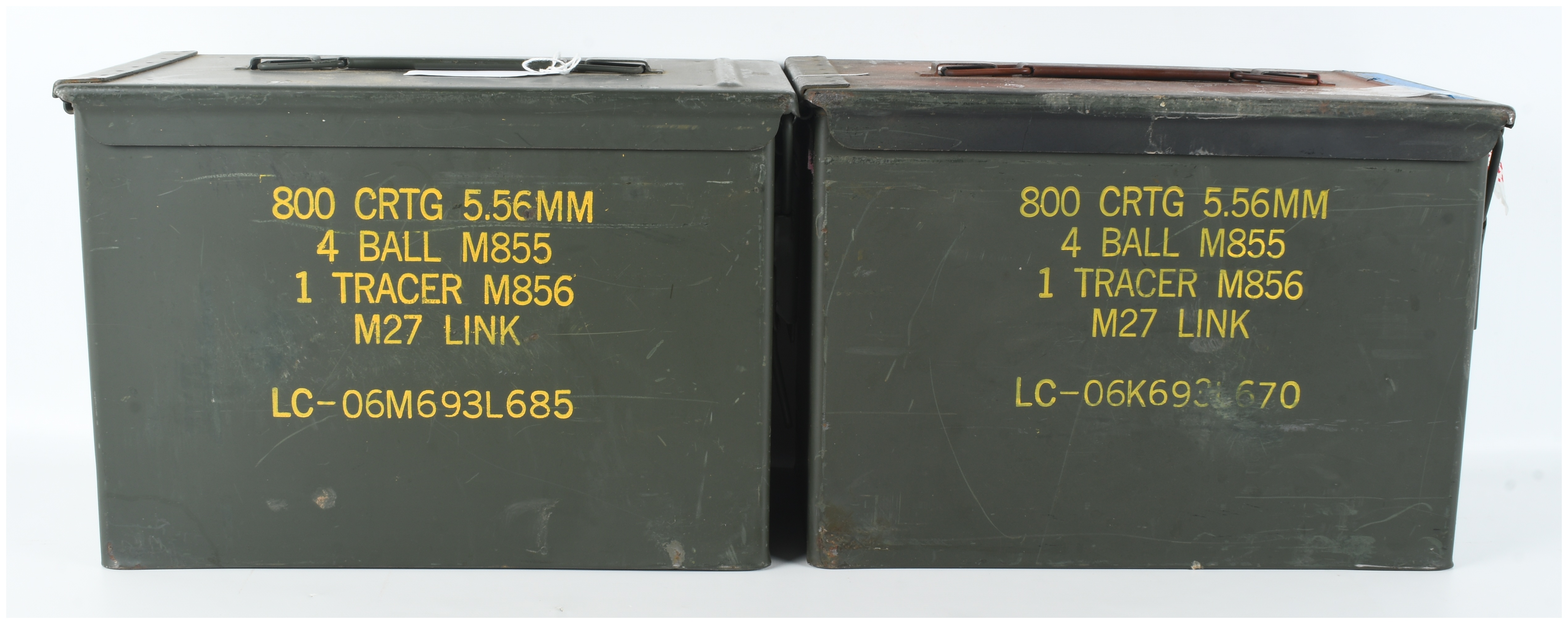 A Pair of US Military PA108 Steel Ammunition Cans 5.56mm NATO