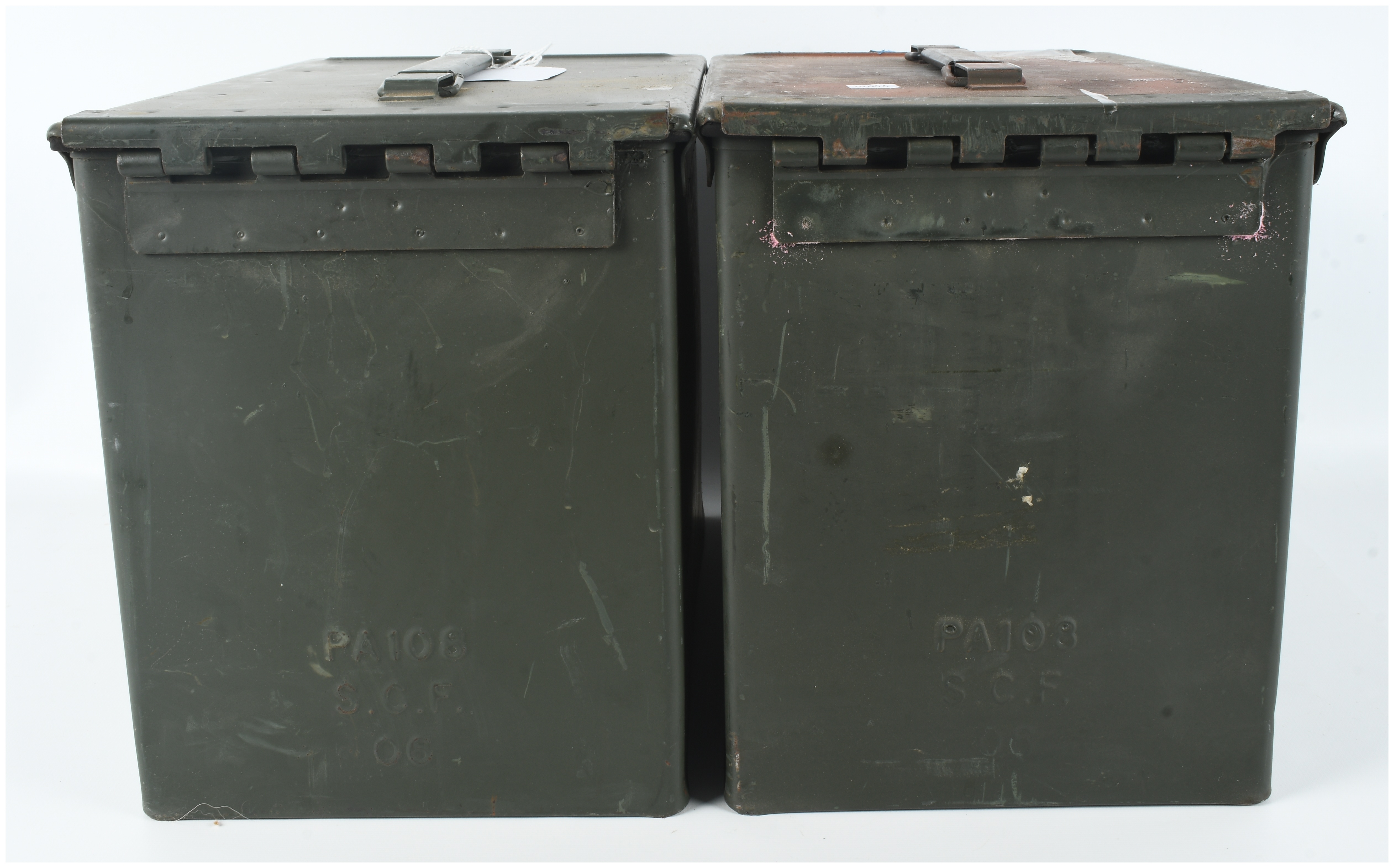 A Pair of US Military PA108 Steel Ammunition Cans 5.56mm NATO