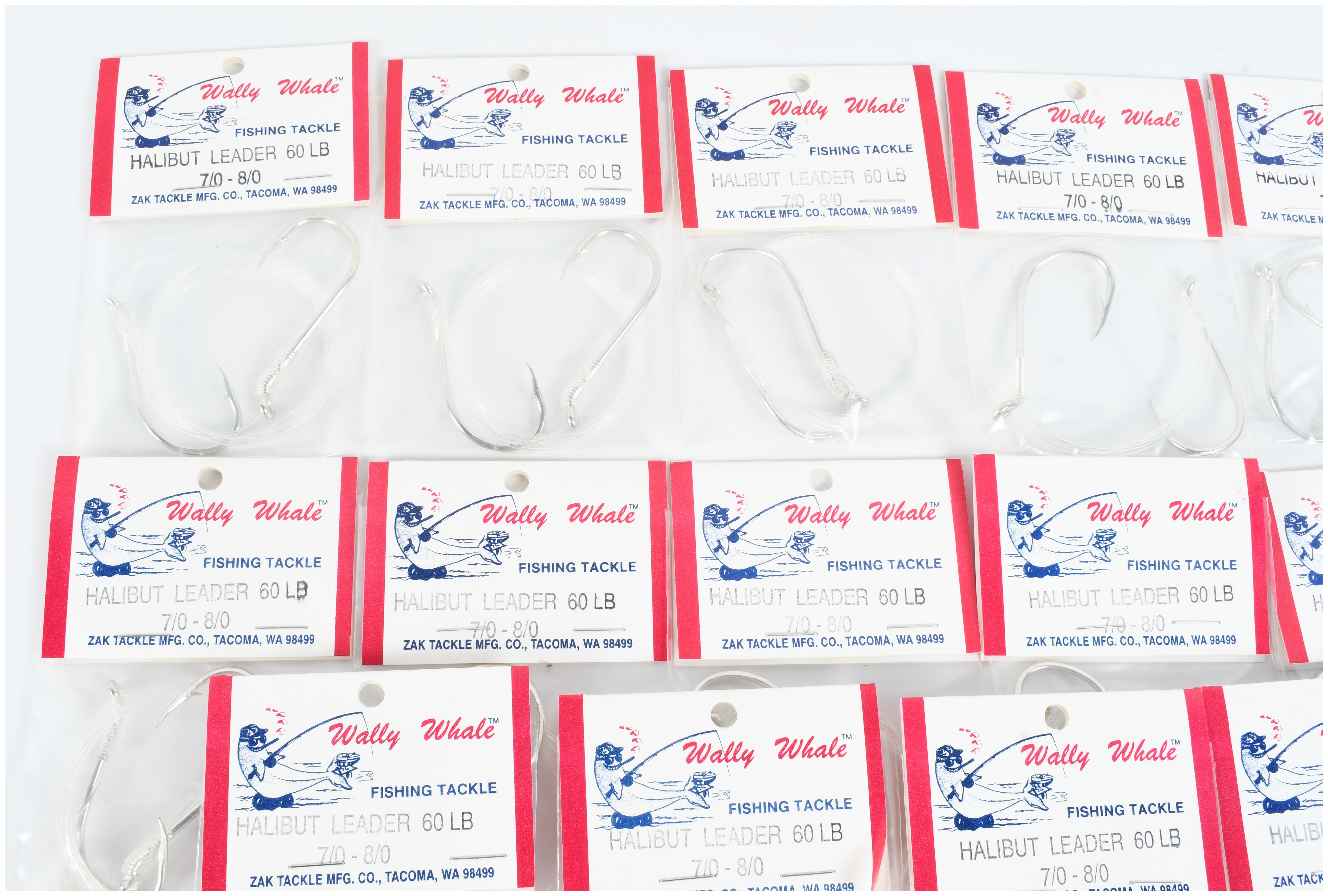A Collection of 48 Wally Whale Halibut Fishing Leaders by Zak Tackle Mfg. Co.