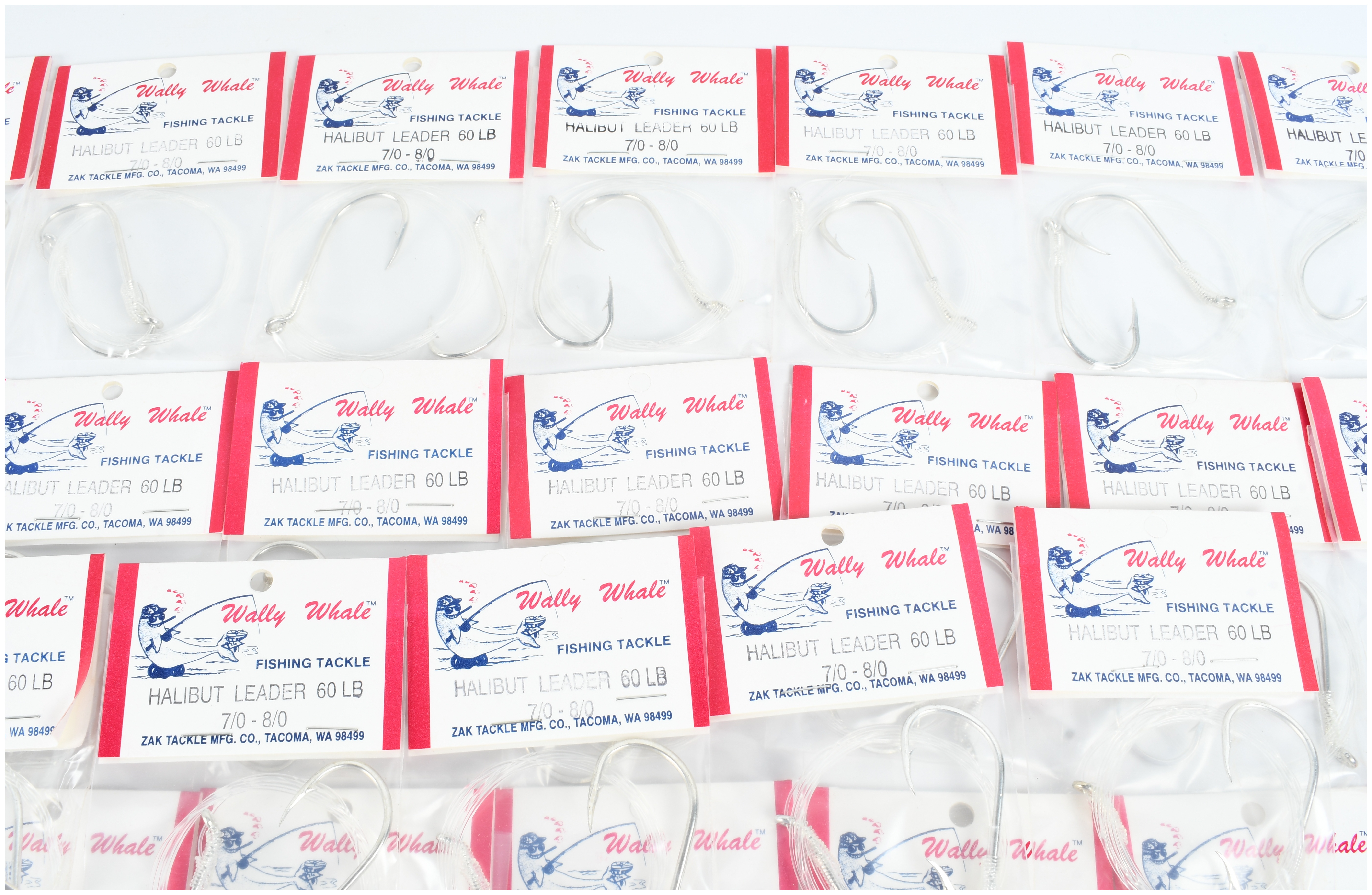 A Collection of 48 Wally Whale Halibut Fishing Leaders by Zak Tackle Mfg. Co.