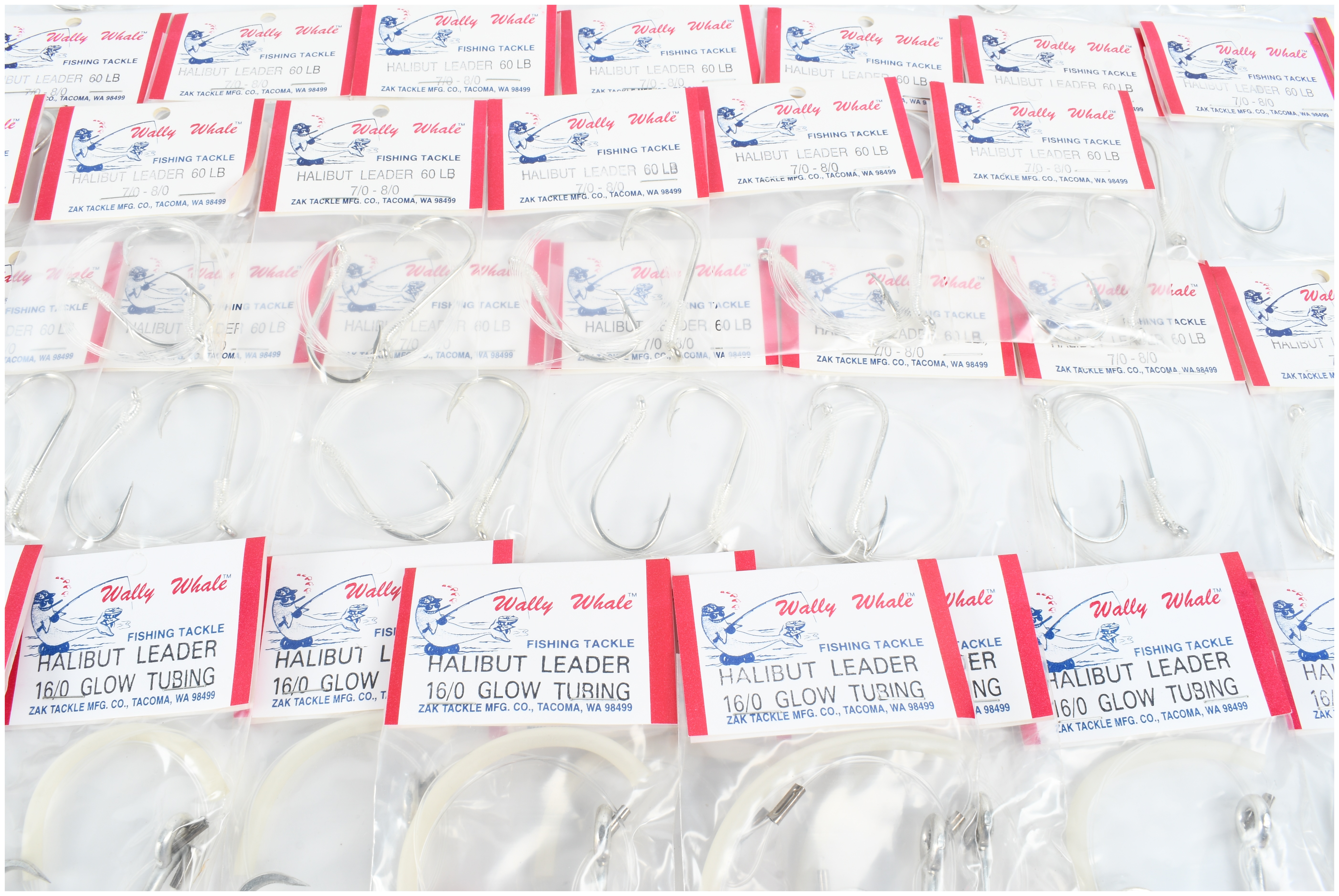 A Collection of 48 Wally Whale Halibut Fishing Leaders by Zak Tackle Mfg. Co.