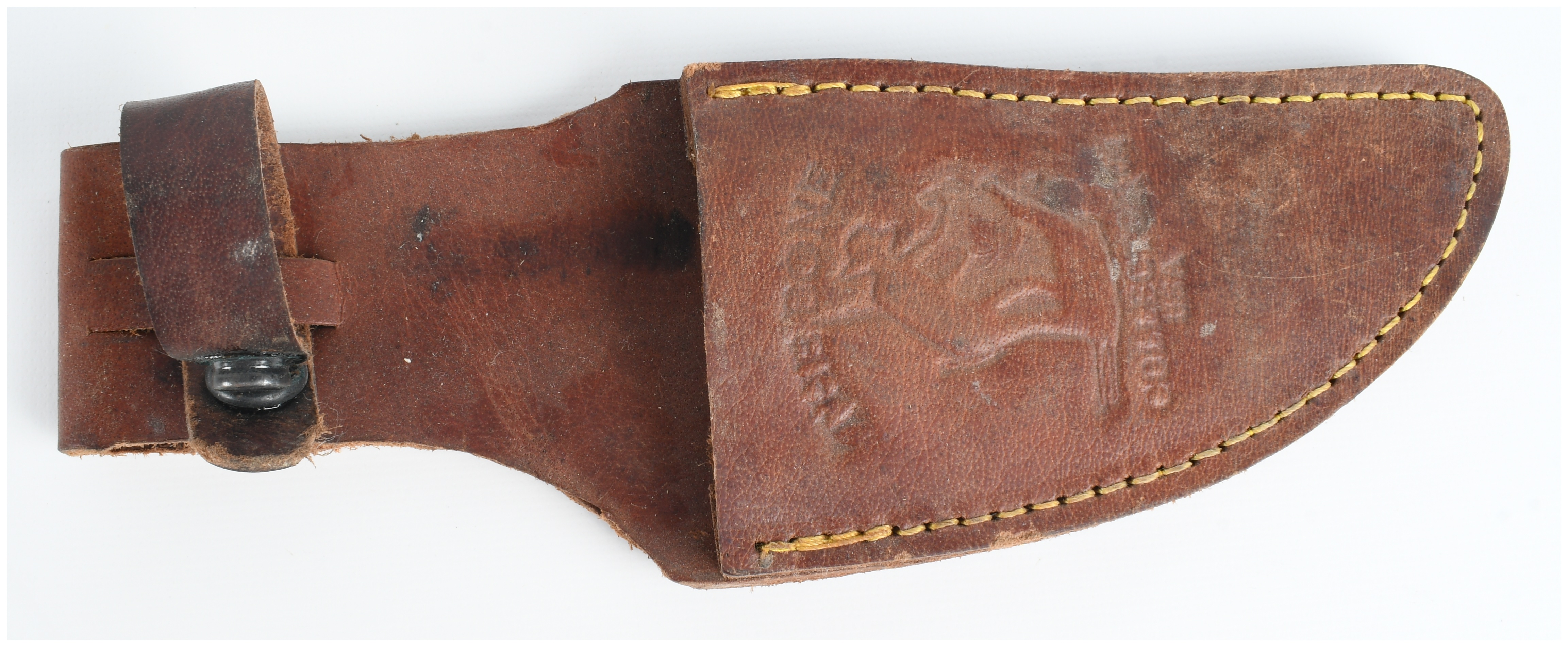Two Items Including a Bone Collector Skinning Knife with Sheath and an Armadillo Leather Holster