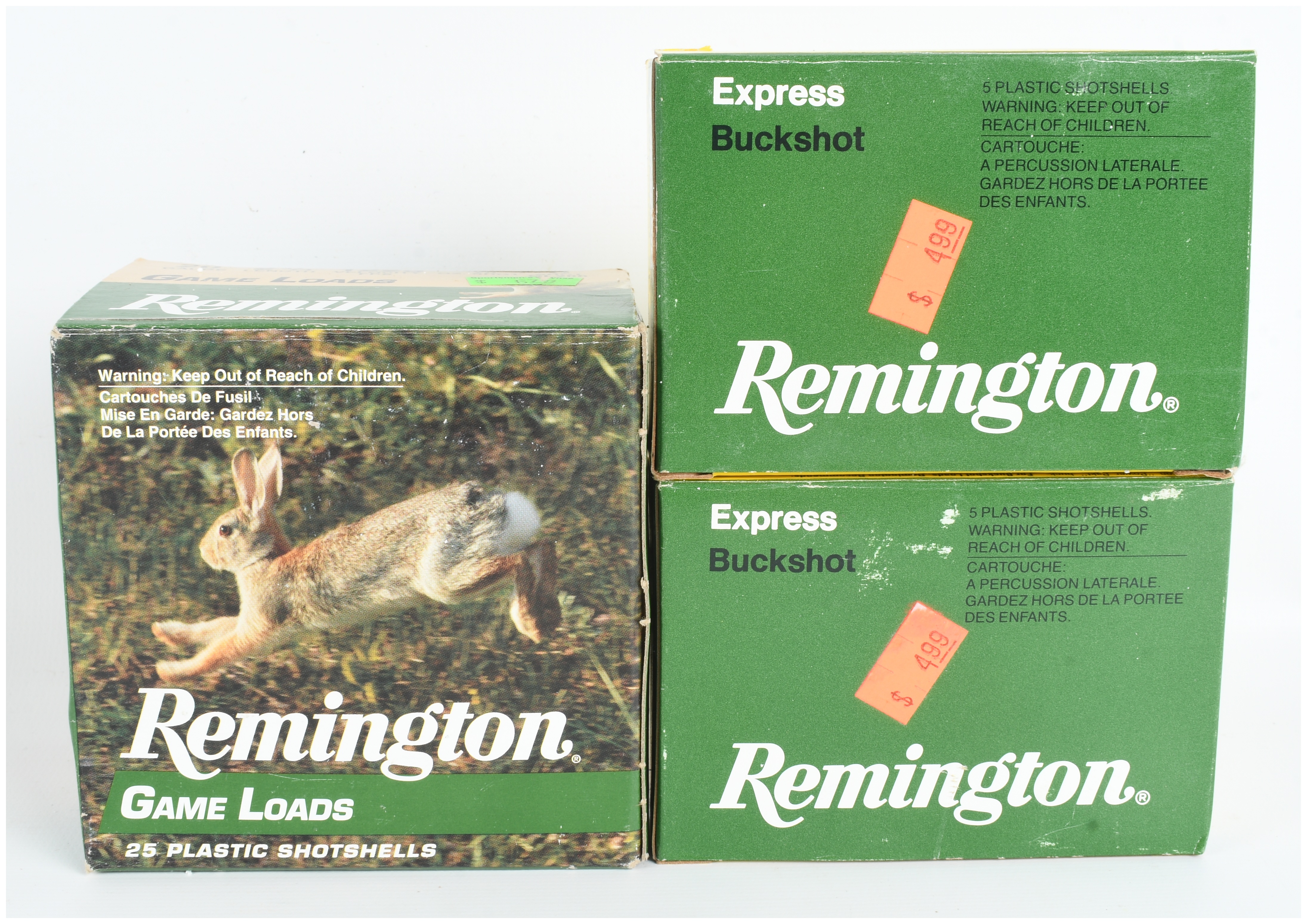 A Lot of 35 Remington Game Loads and Express Buckshot 20 Gauge Ammunition