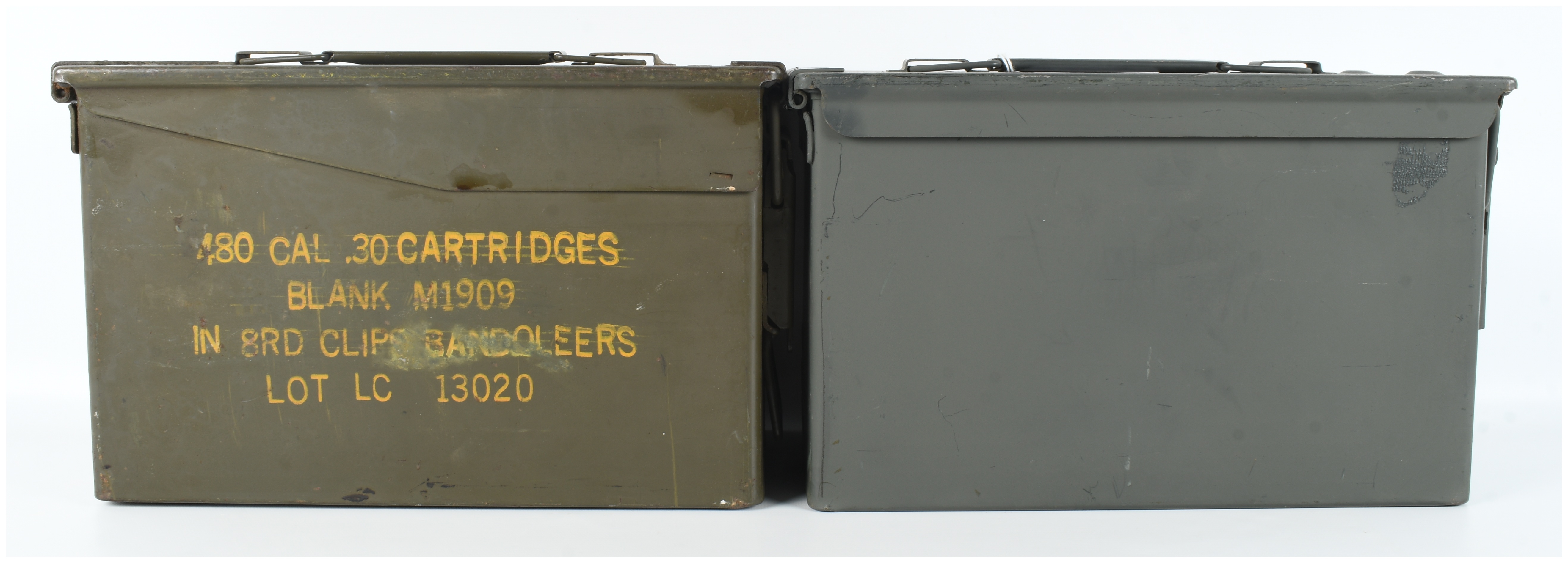 Two US Military M2A1 and .30 Caliber Steel Ammunition Cans