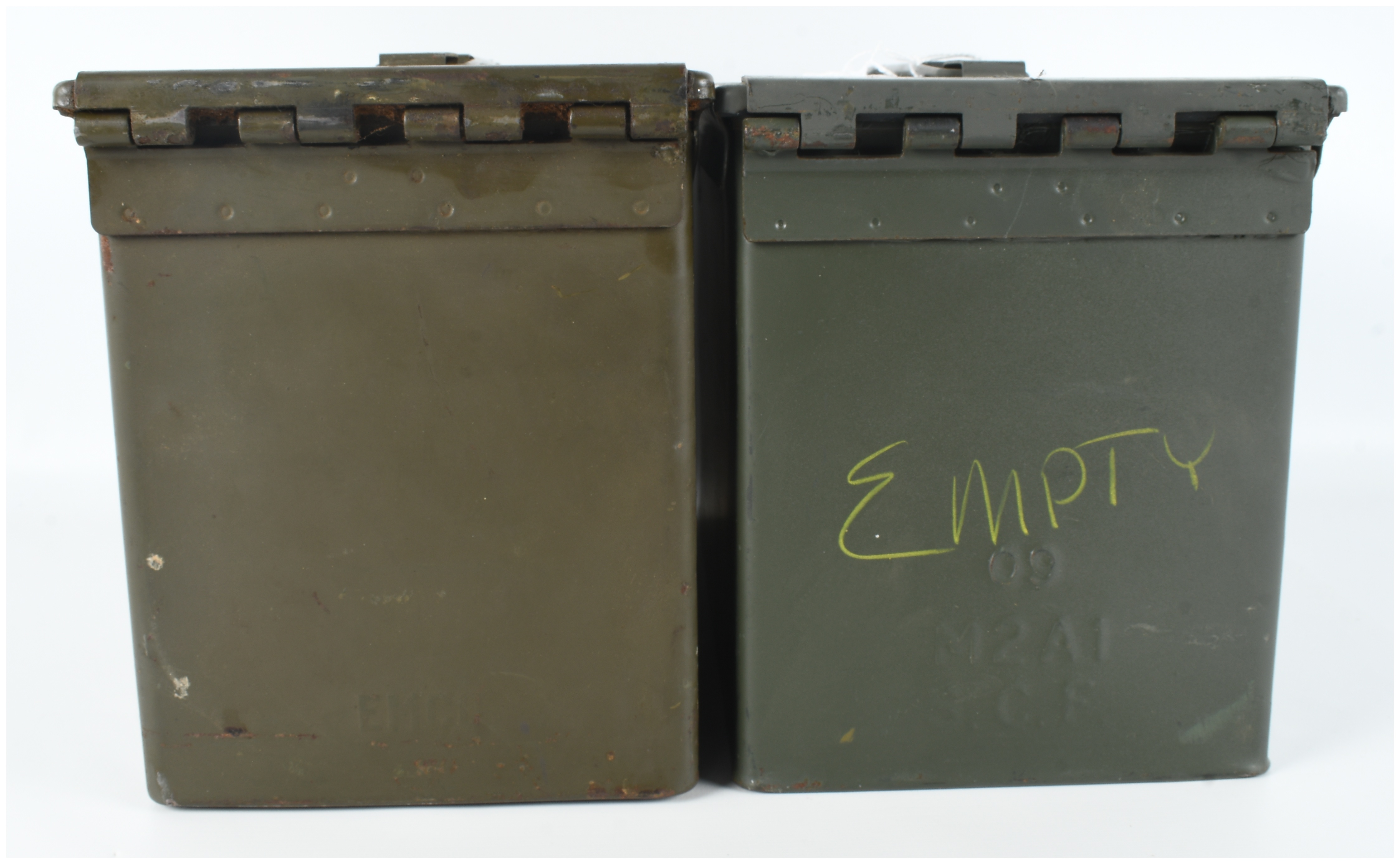 Two US Military M2A1 and .30 Caliber Steel Ammunition Cans