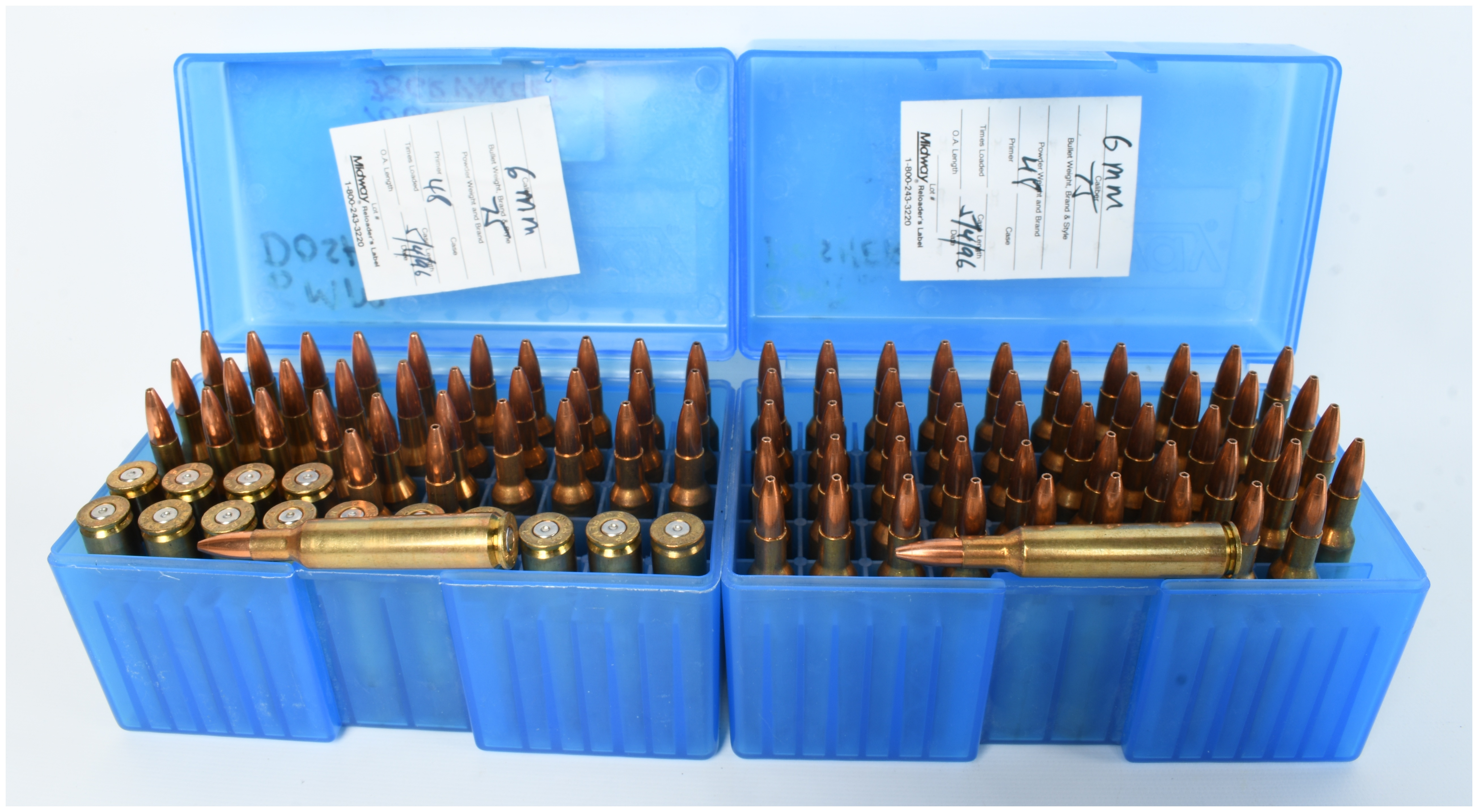 A Lot of 83 Cartridges and 14 Empty Casings of Remington and Winchester 6mm Remington Ammunition