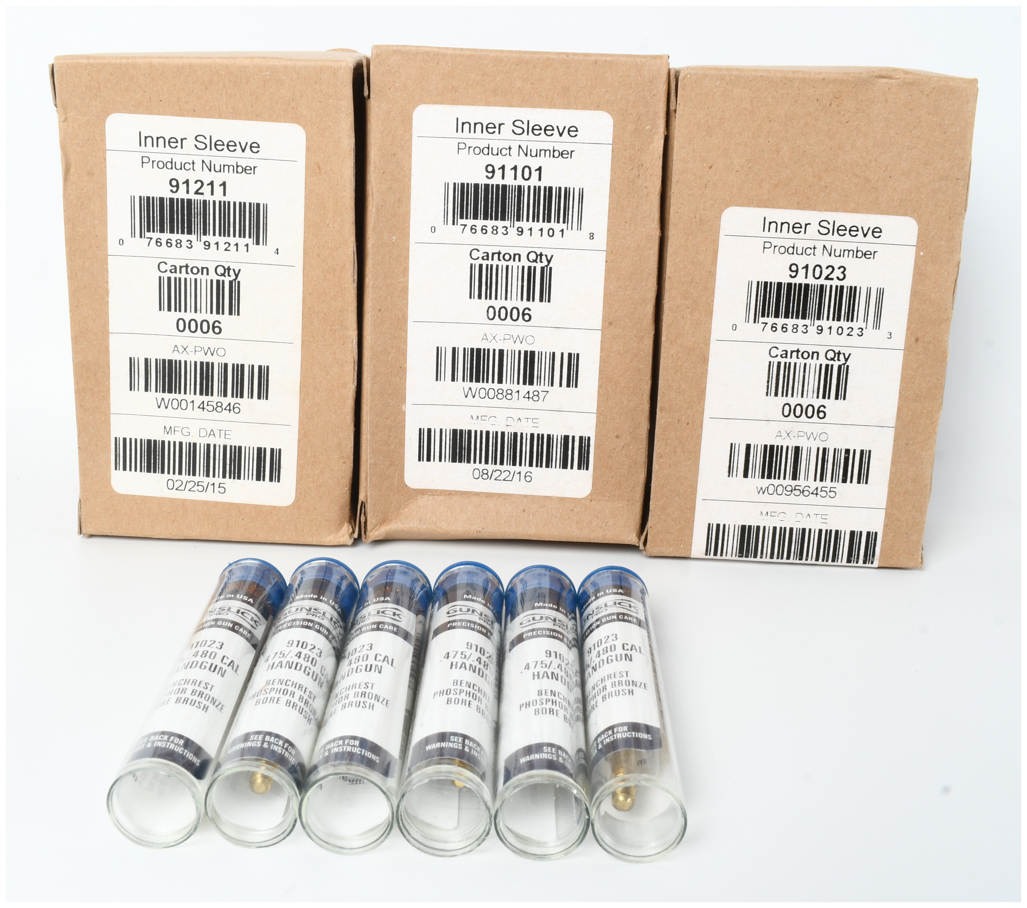 18 Gunslick Pro Phosphor Bronze Handgun Bore Brushes and Original Packaging