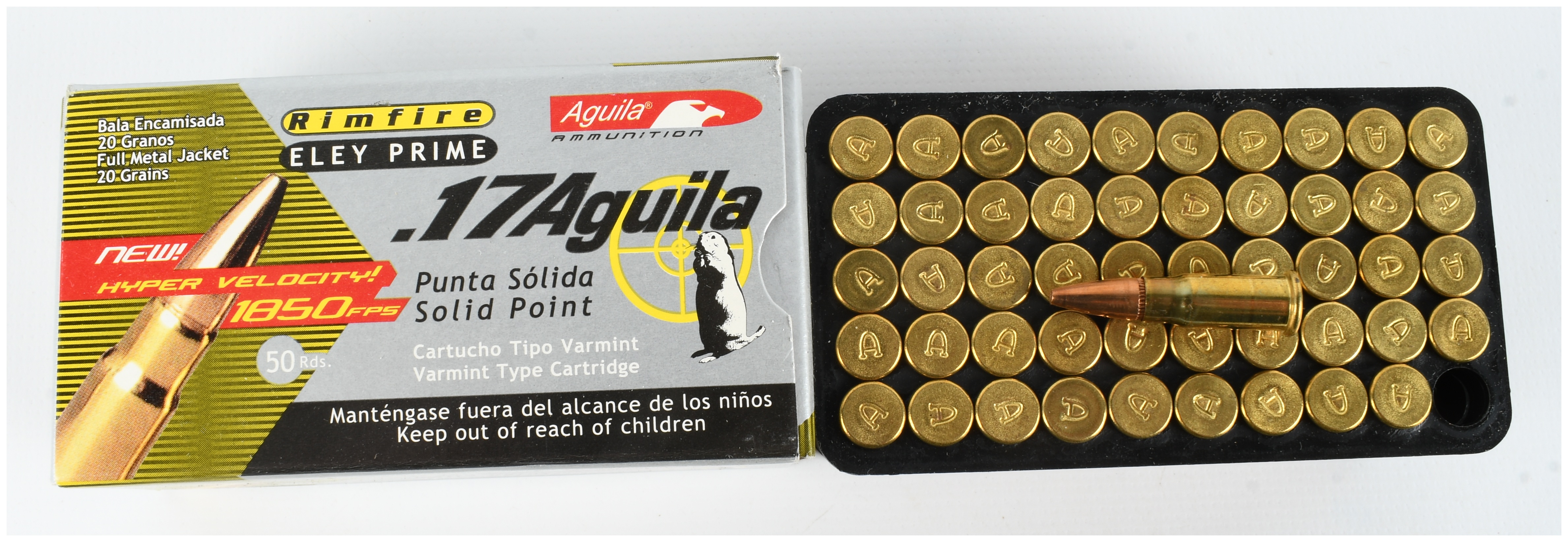 A Lot of 350 Aguila Ammunition .17 Aguila 20 Grain Jacketed Solid Point Rimfire Cartridges
