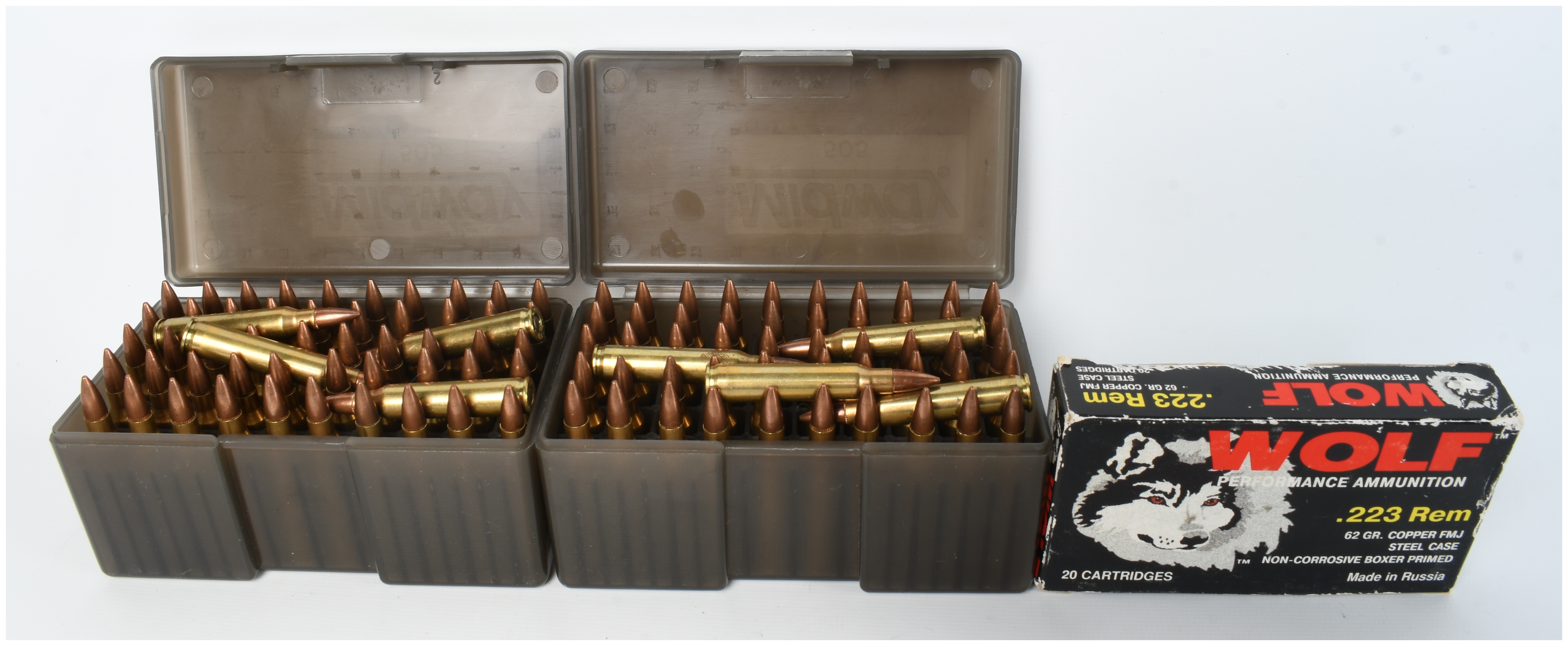 A Lot of 128 Rounds of Wolf Performance Ammunition .223 Remington 62 Grain FMJ