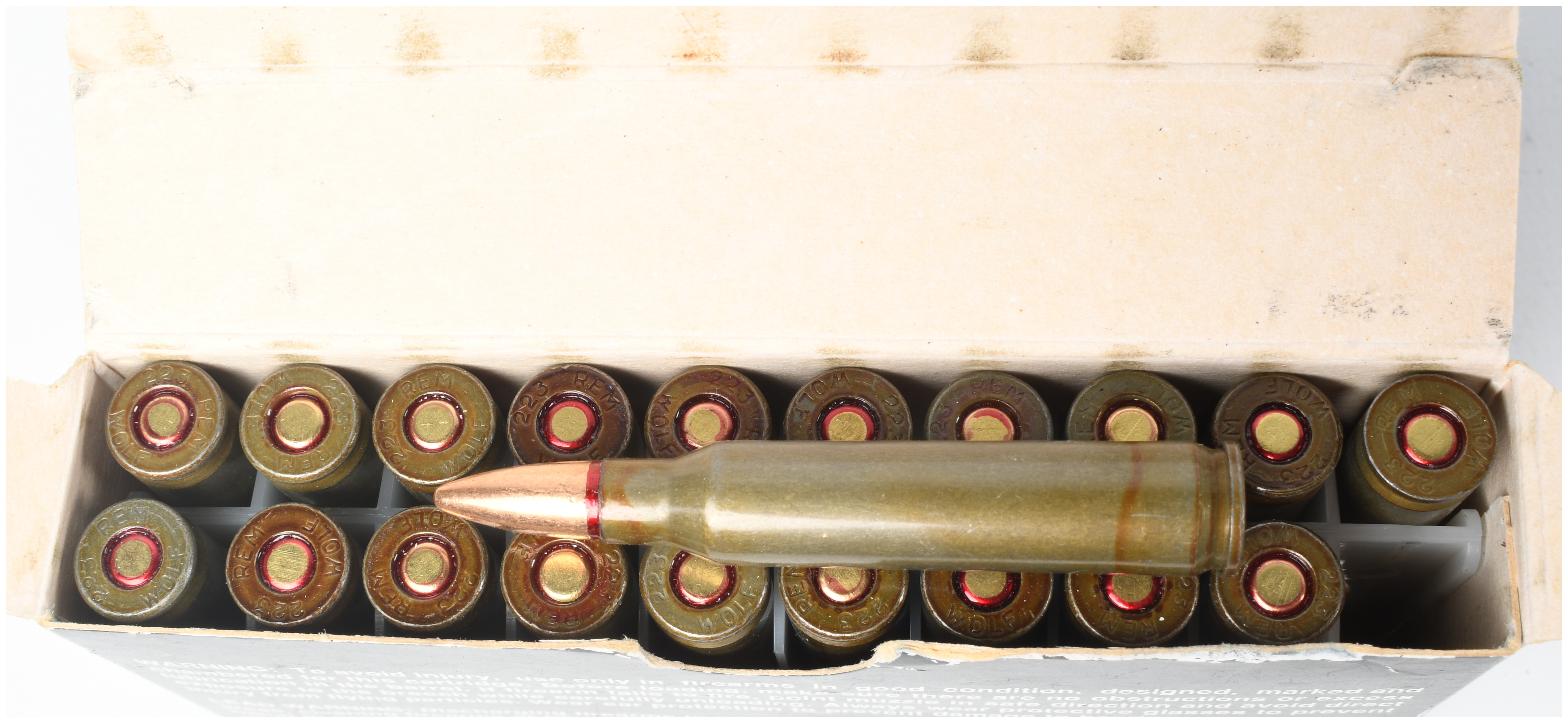 A Lot of 128 Rounds of Wolf Performance Ammunition .223 Remington 62 Grain FMJ