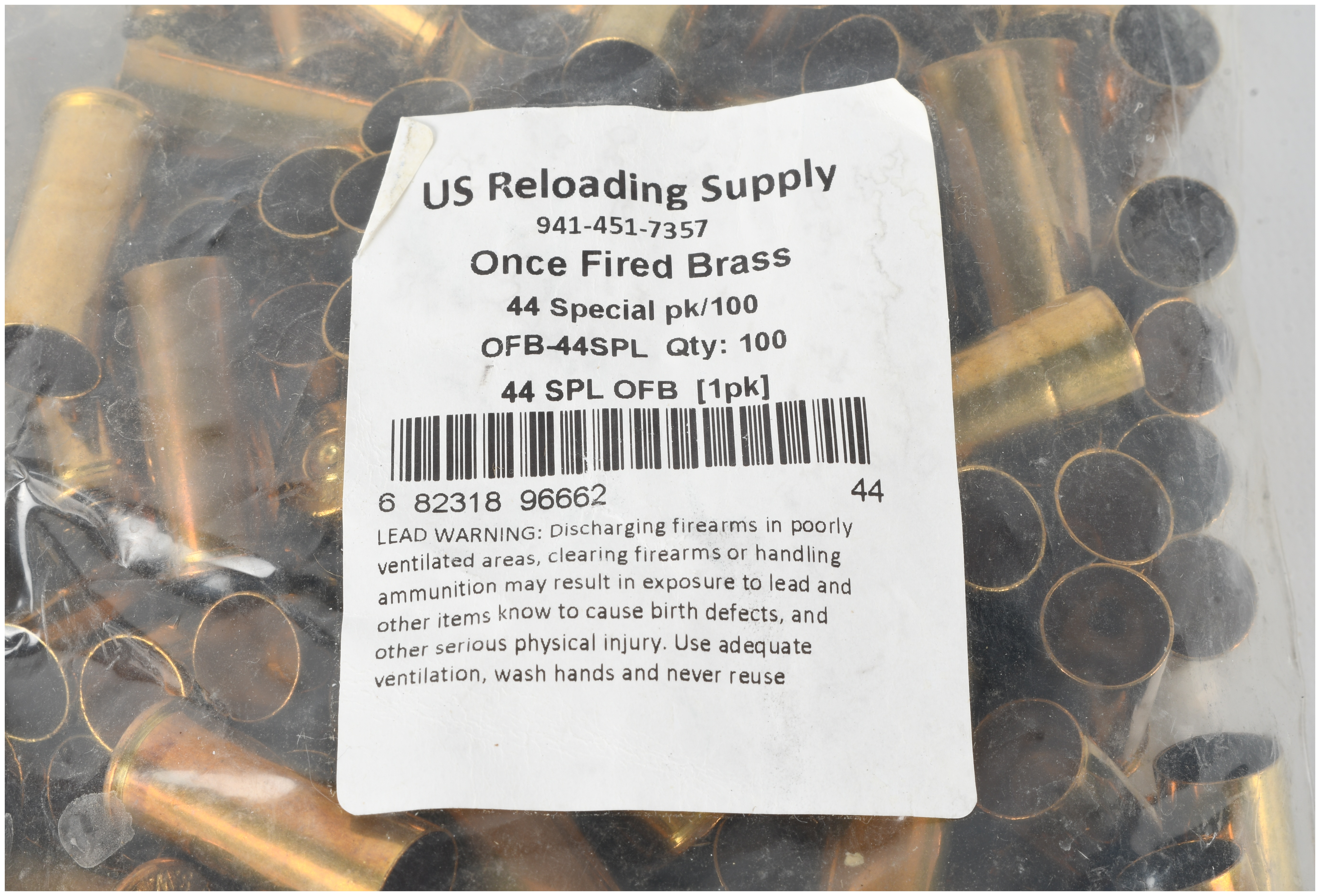 A Collection of 300 US Reloading Supply .45 ACP and .44 Special Once Fired Brass Casings