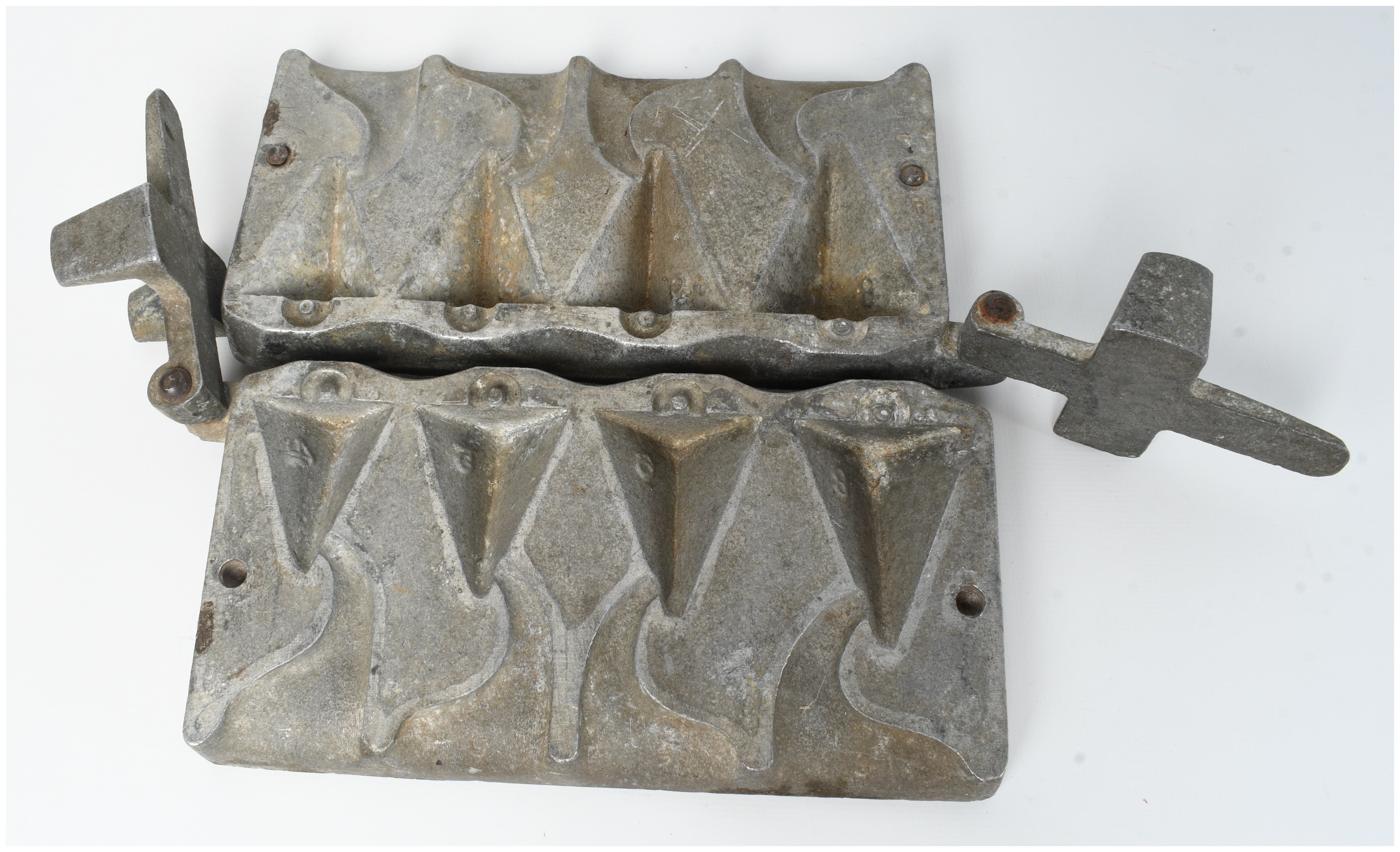 Three C. Palmer Fishing Lead Sinker and Pellet Molds