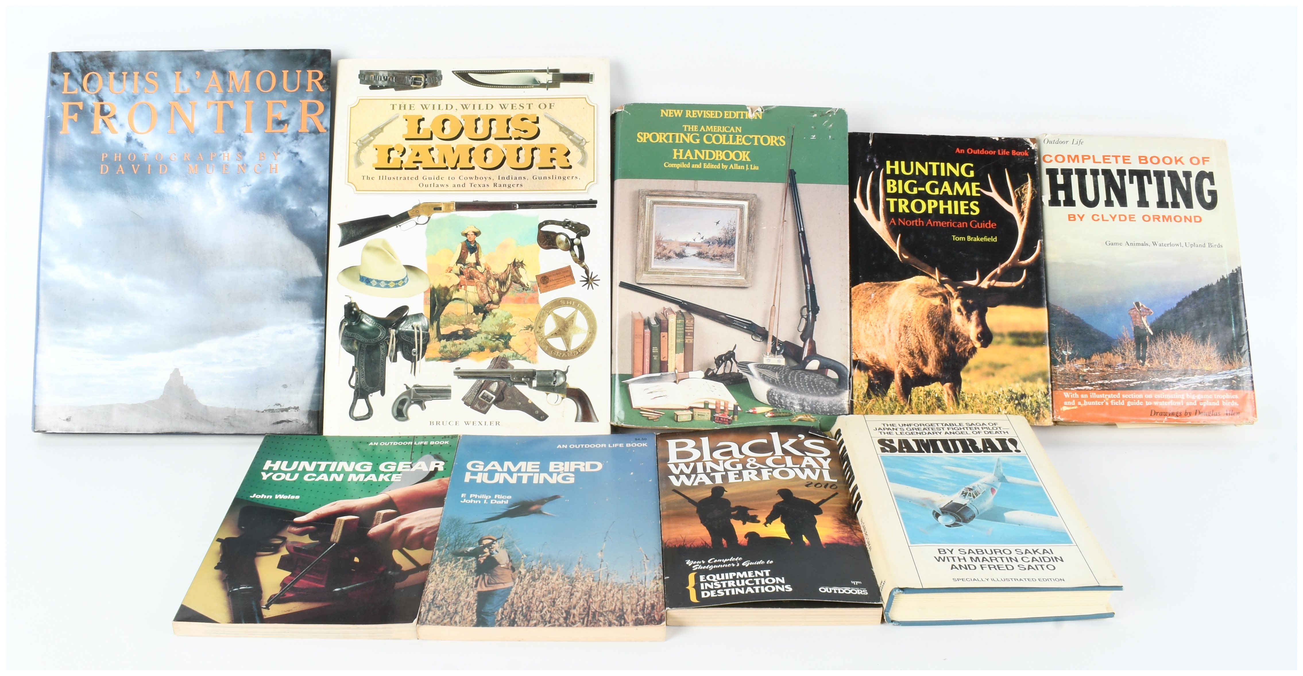 Collection of 9 Books on Hunting, the American West, and Military History