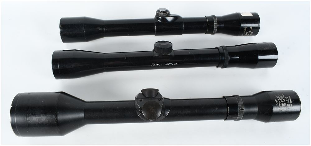 Lot 590: A Collection of Three Rifle Scopes Including Pecar Berlin, Bushnell Sportview, and Wesco-64