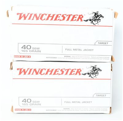 A Lot of 100 Rounds of Winchester Target Ammunition .40 S&W. This lot consists of 100 rounds of 