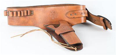 Western-Style Buscadero Leather Belt and Holster Set for .44 Caliber. This lot consists of a 