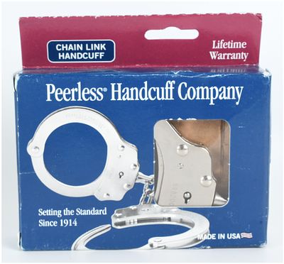 A Pair of Peerless Handcuff Company Model 700 Chain Link Handcuffs with Original Box. A pair of 