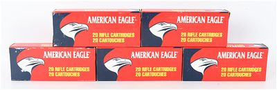 A Lot of 100 Rounds Federal American Eagle Centerfire Rifle Ammunition 7.62 x 39mm Soviet. This 