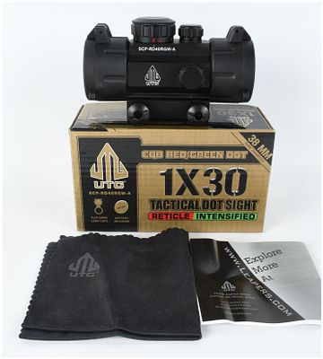 UTG SCP-RD40RGW-A 1x30 Tactical Dot Sight. One UTG 1x30 Tactical Dot Sight, model SCP-RD40RGW-A 