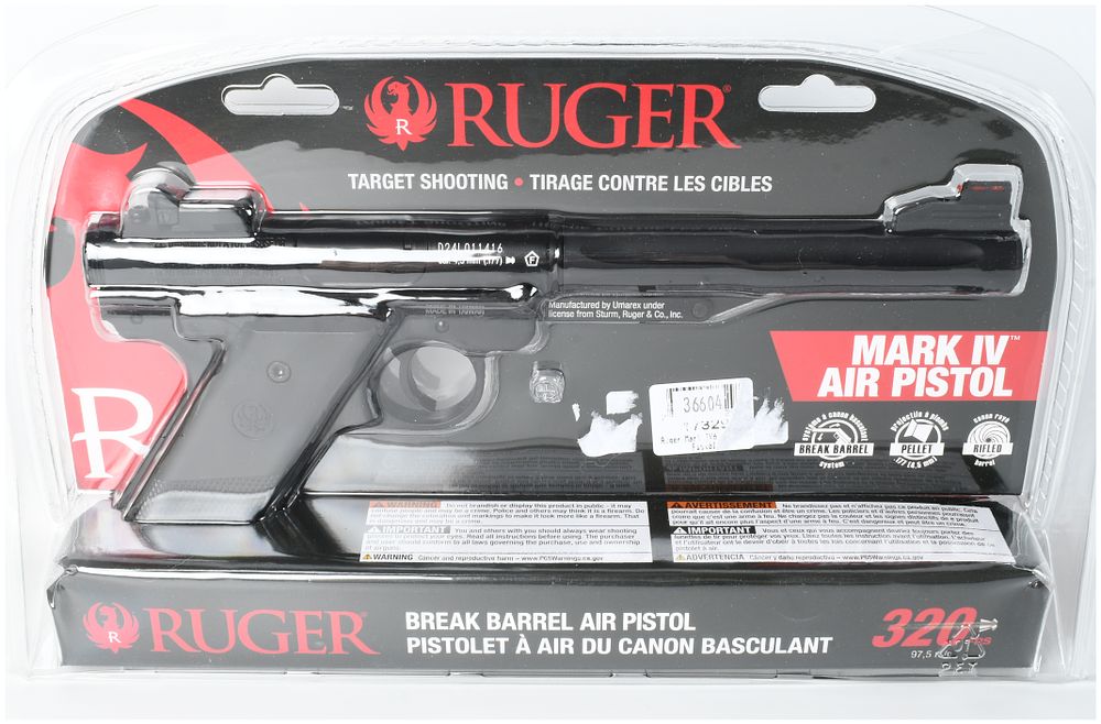 Lot 1070: Ruger Mark IV Break Barrel Air Pistol .177 Caliber with 5.3 Inch Barrel